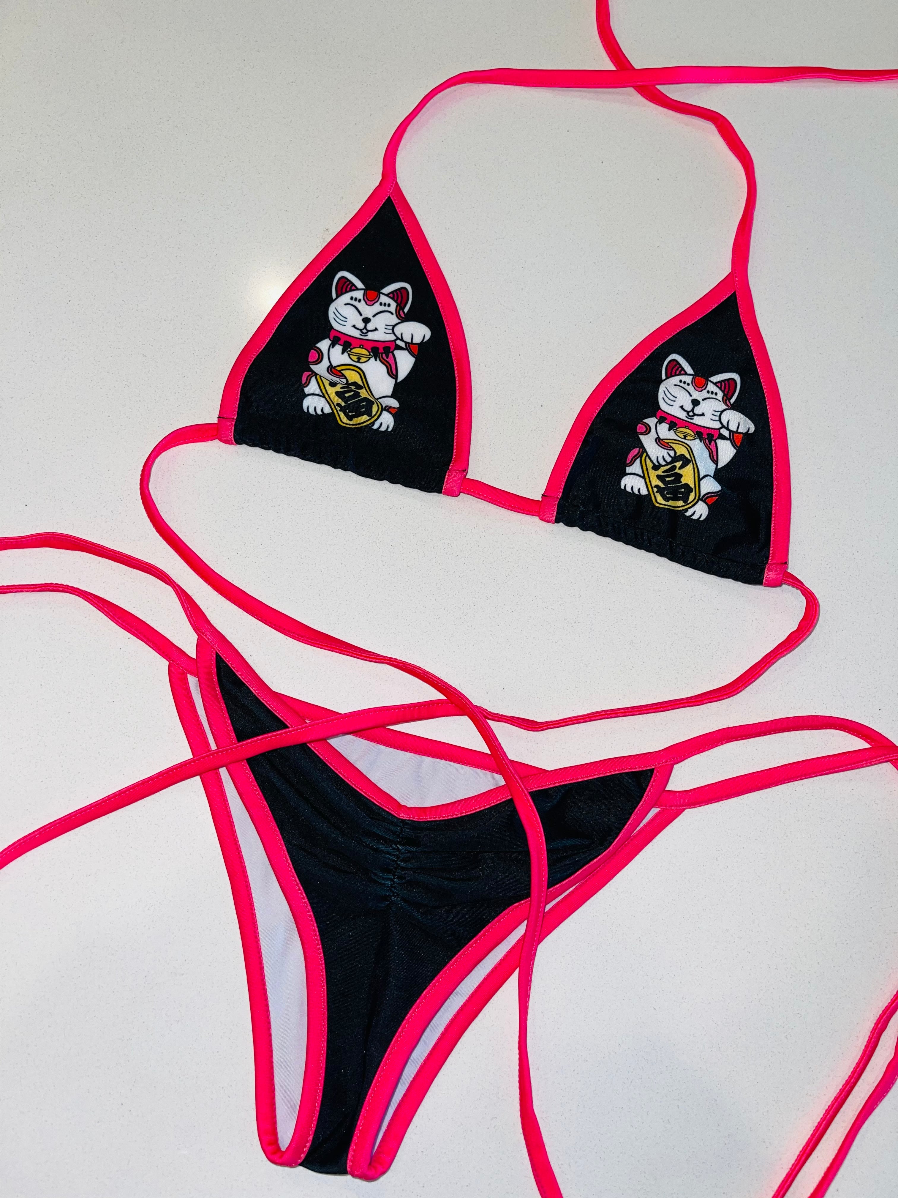 Lucky Cat bikini - Bikinis, Monokinis, skirt sets, and apparel inspired by strippers - Bubblegum The Brand