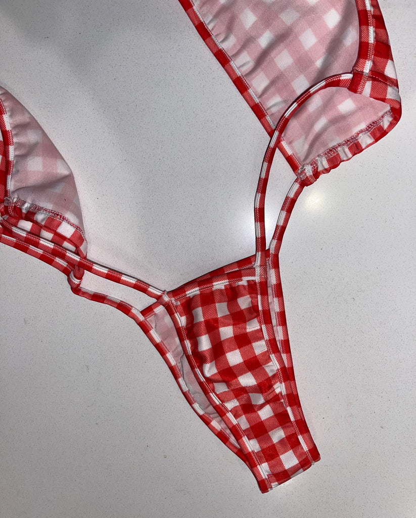 Red gingham slingshot - Bikinis, Monokinis, skirt sets, and apparel inspired by strippers - Bubblegum The Brand