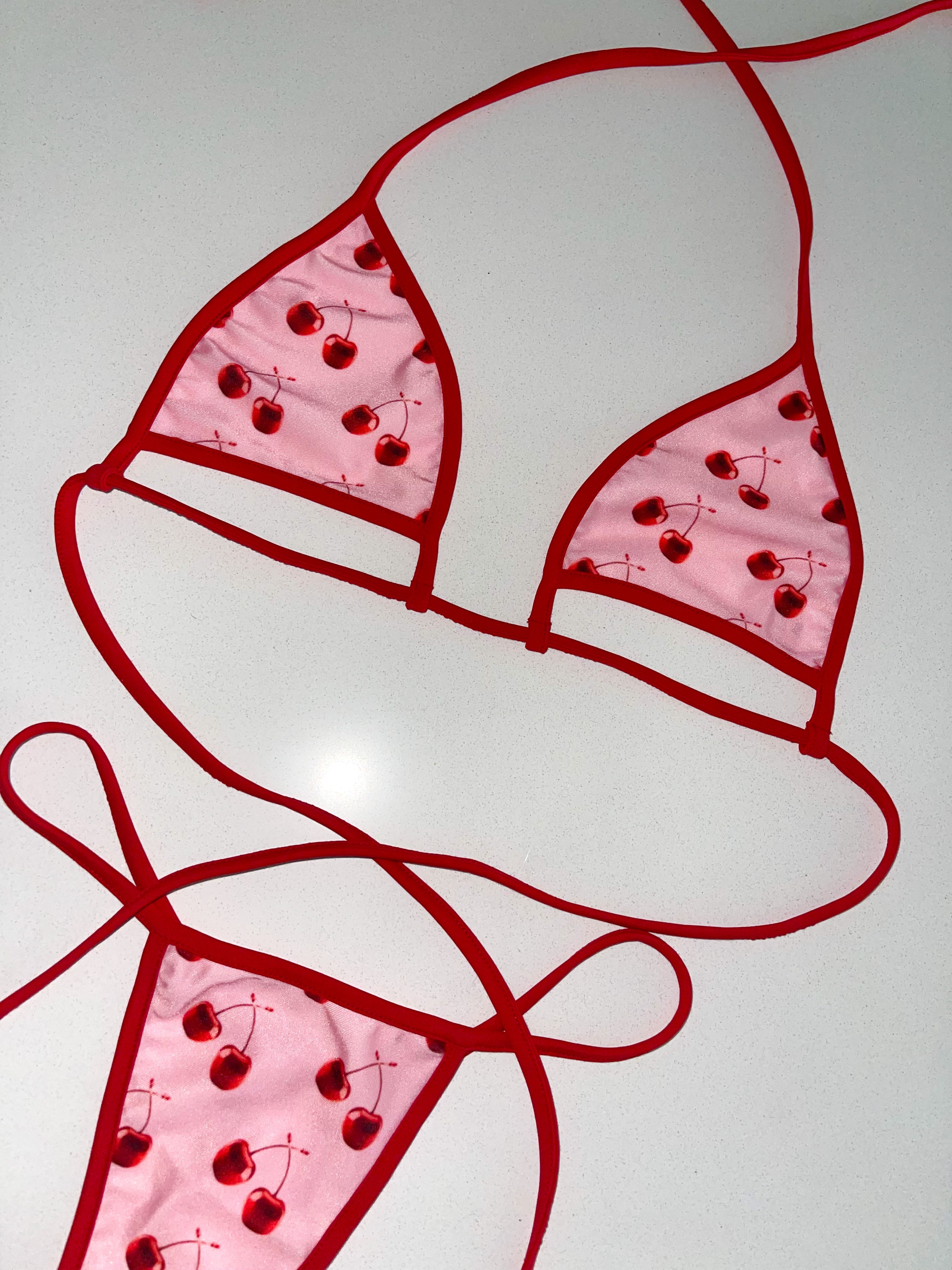 Pink cherry bikini - Bikinis, Monokinis, skirt sets, and apparel inspired by strippers - Bubblegum The Brand