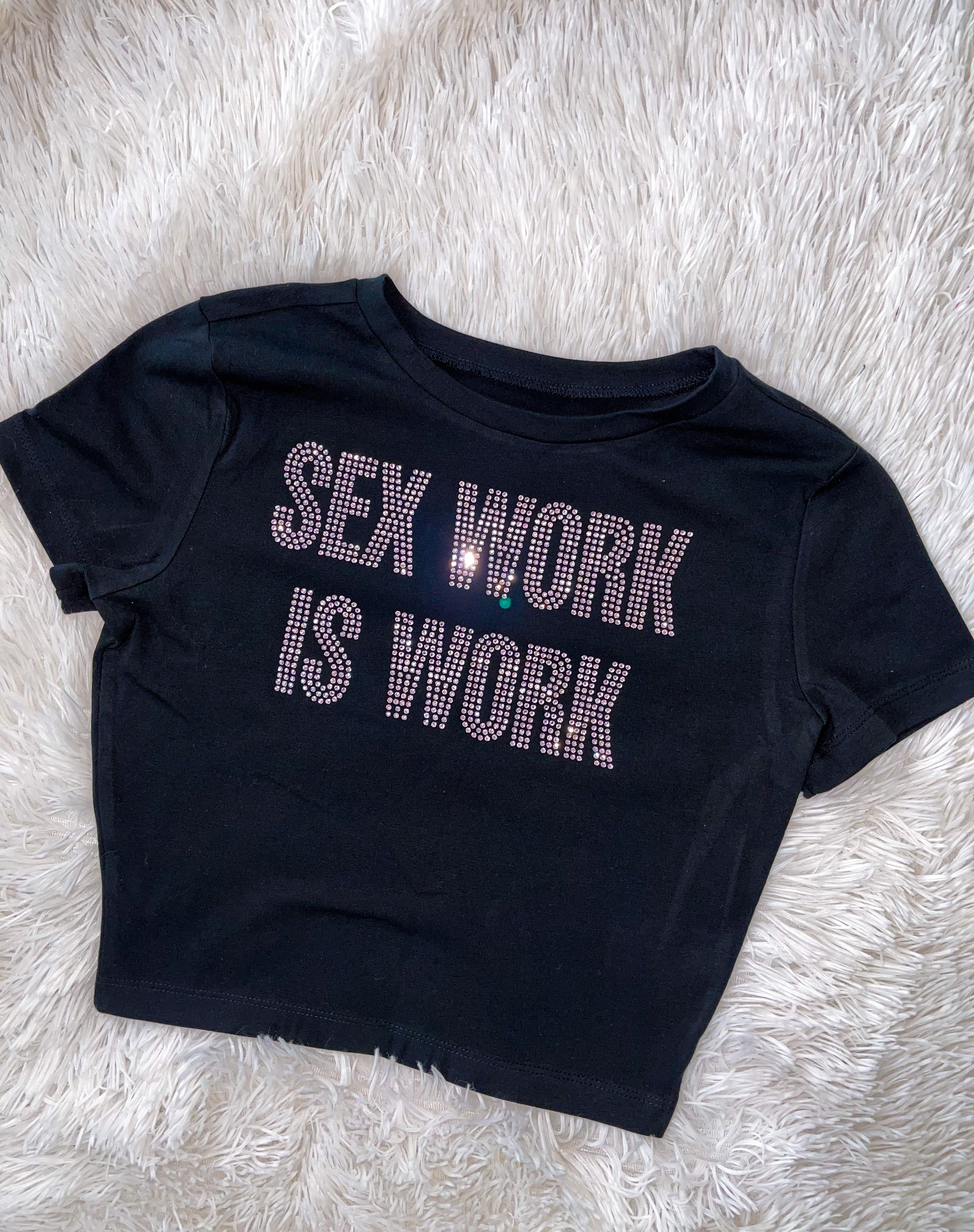 Sex work is work crop top - Bikinis, Monokinis, skirt sets, and apparel inspired by strippers - Bubblegum The Brand