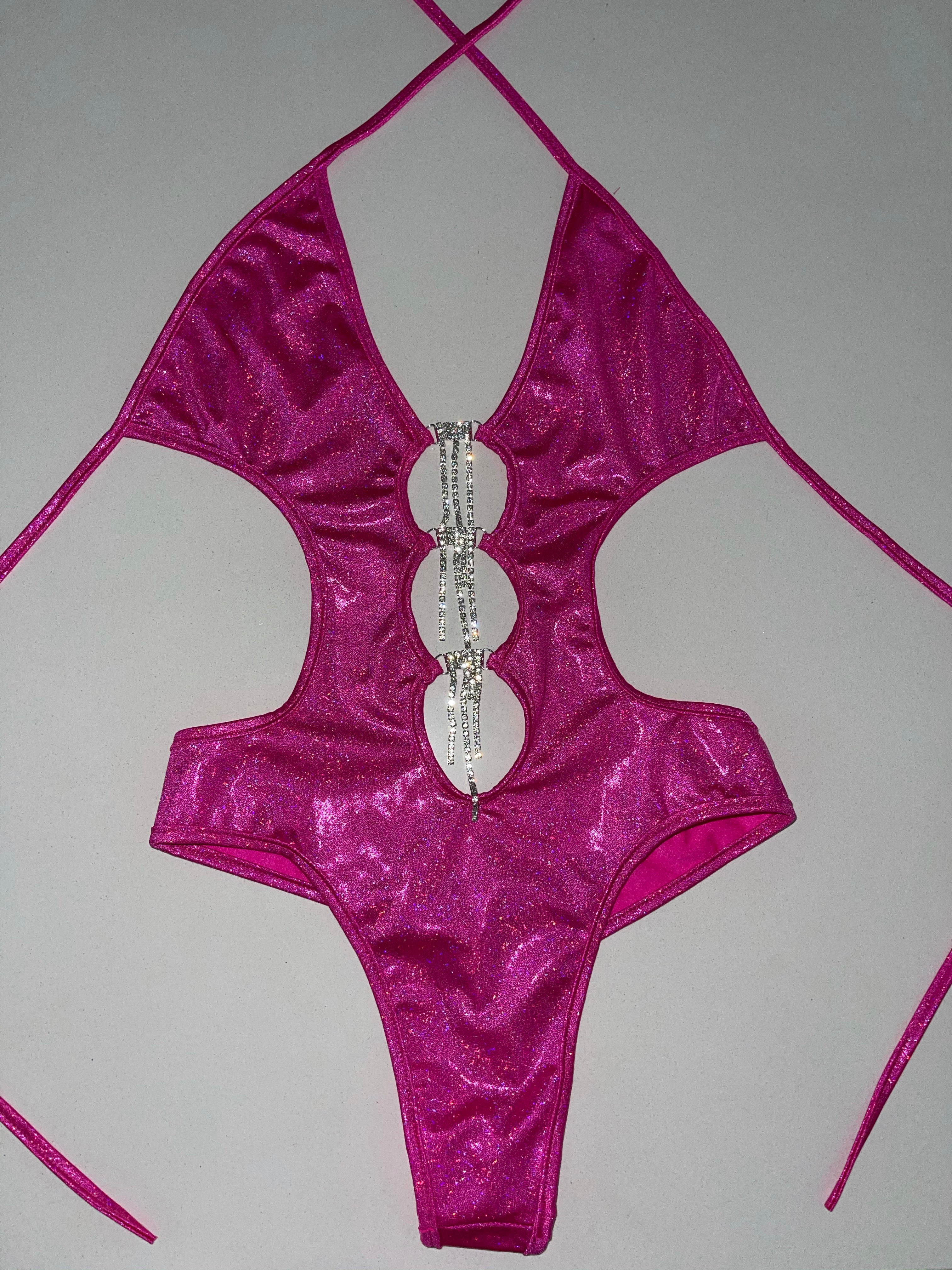 Pink starlight rhinestone one piece - Bikinis, Monokinis, skirt sets, and apparel inspired by strippers - Bubblegum The Brand