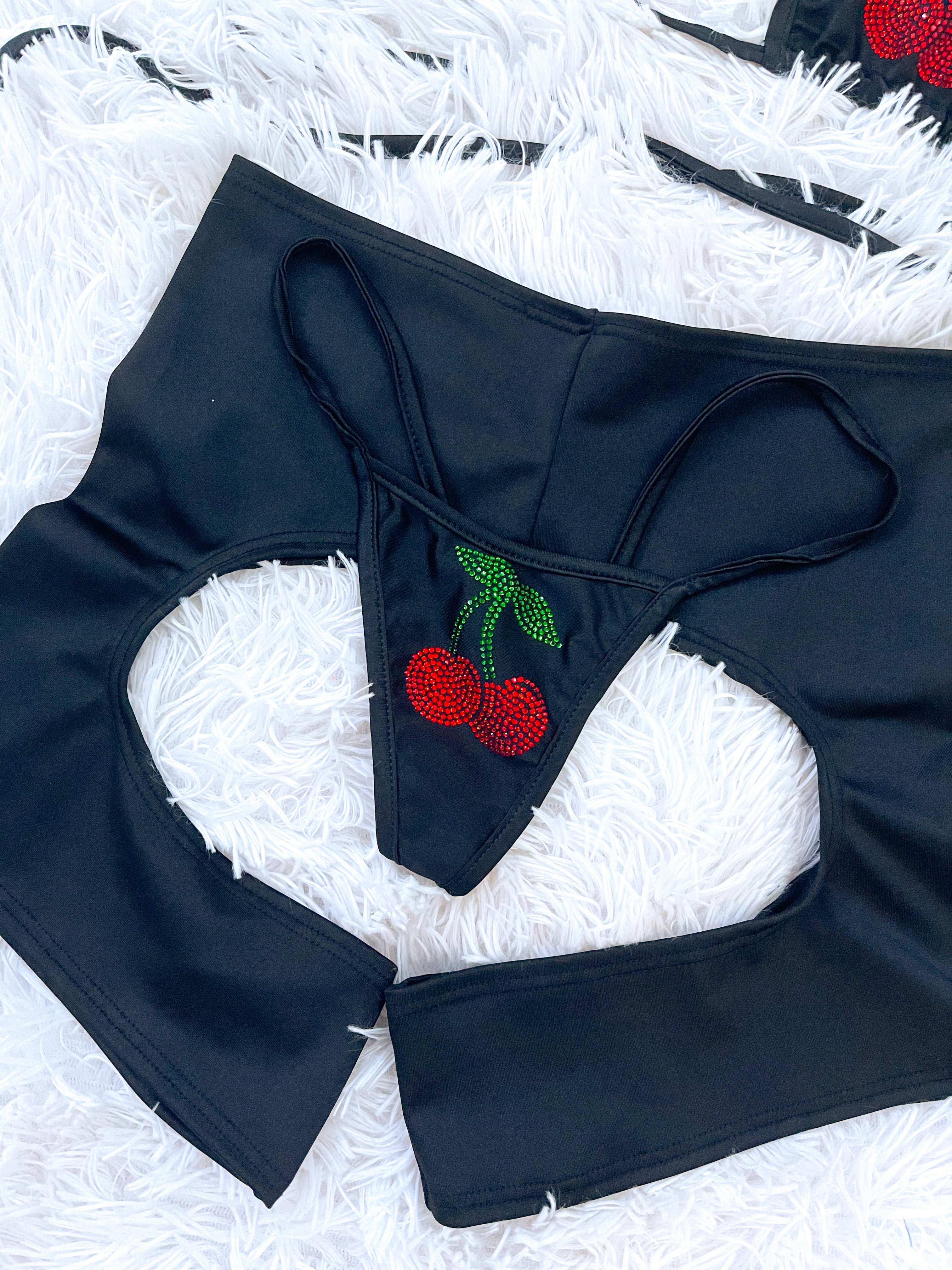 Cherrybomb chaps bikini black - Bikinis, Monokinis, skirt sets, and apparel inspired by strippers - Bubblegum The Brand