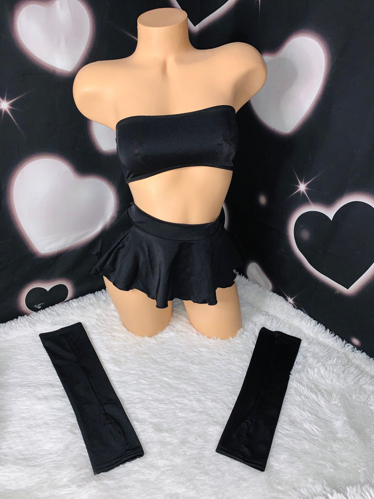 Sleeves skirt set black - Bikinis, Monokinis, skirt sets, and apparel inspired by strippers - Bubblegum The Brand