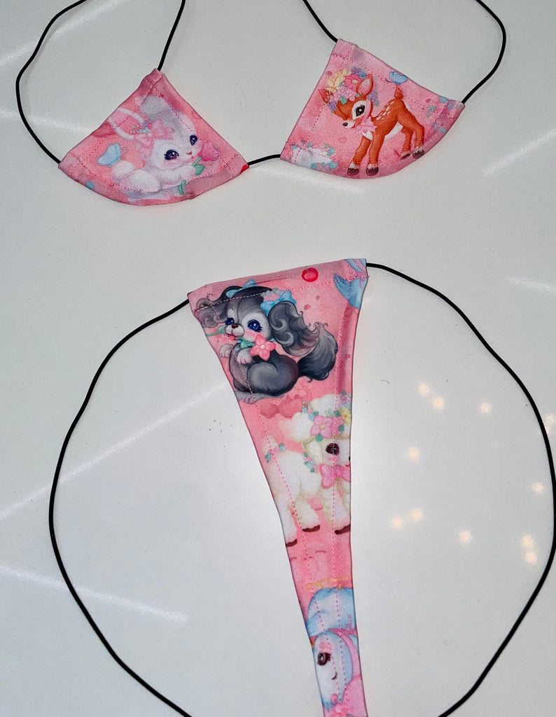 Lil bow peep string microkini - Bikinis, Monokinis, skirt sets, and apparel inspired by strippers - Bubblegum The Brand