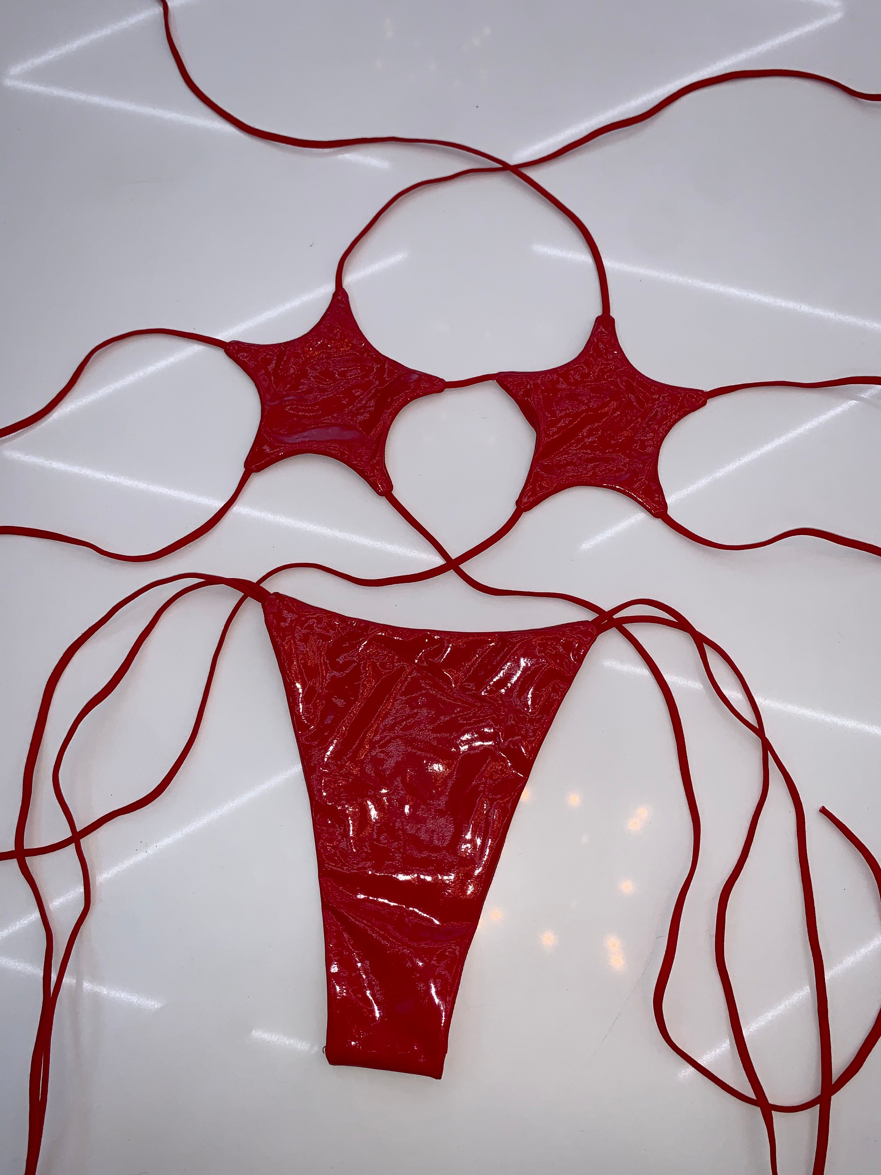 Latex Look Star Bikini Red Bubblegum The Brand latex-look-star-bikini-red-bubblegum-the-brand