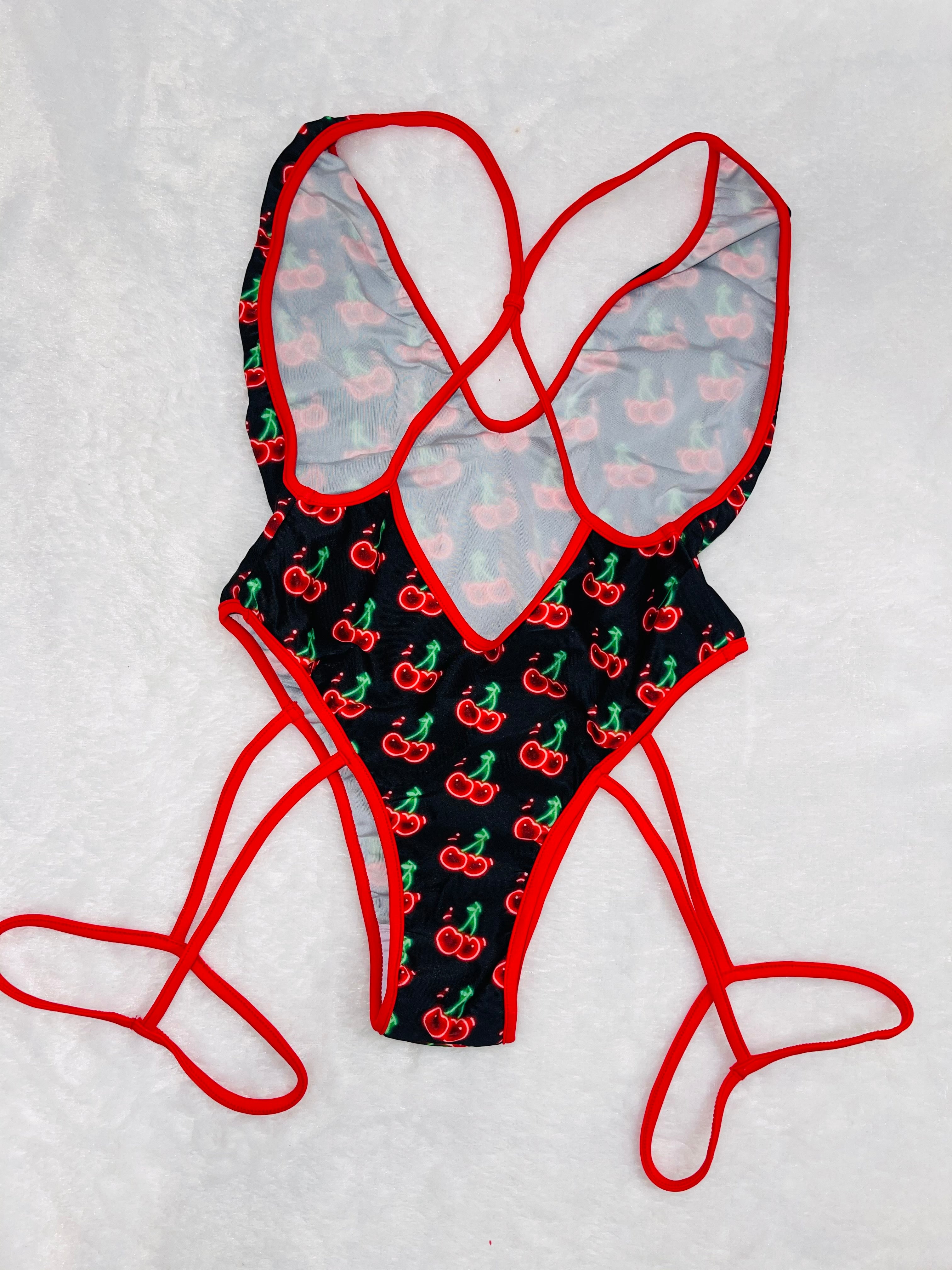 Neon Cherry Garter One-Piece | Bubblegum The Brand