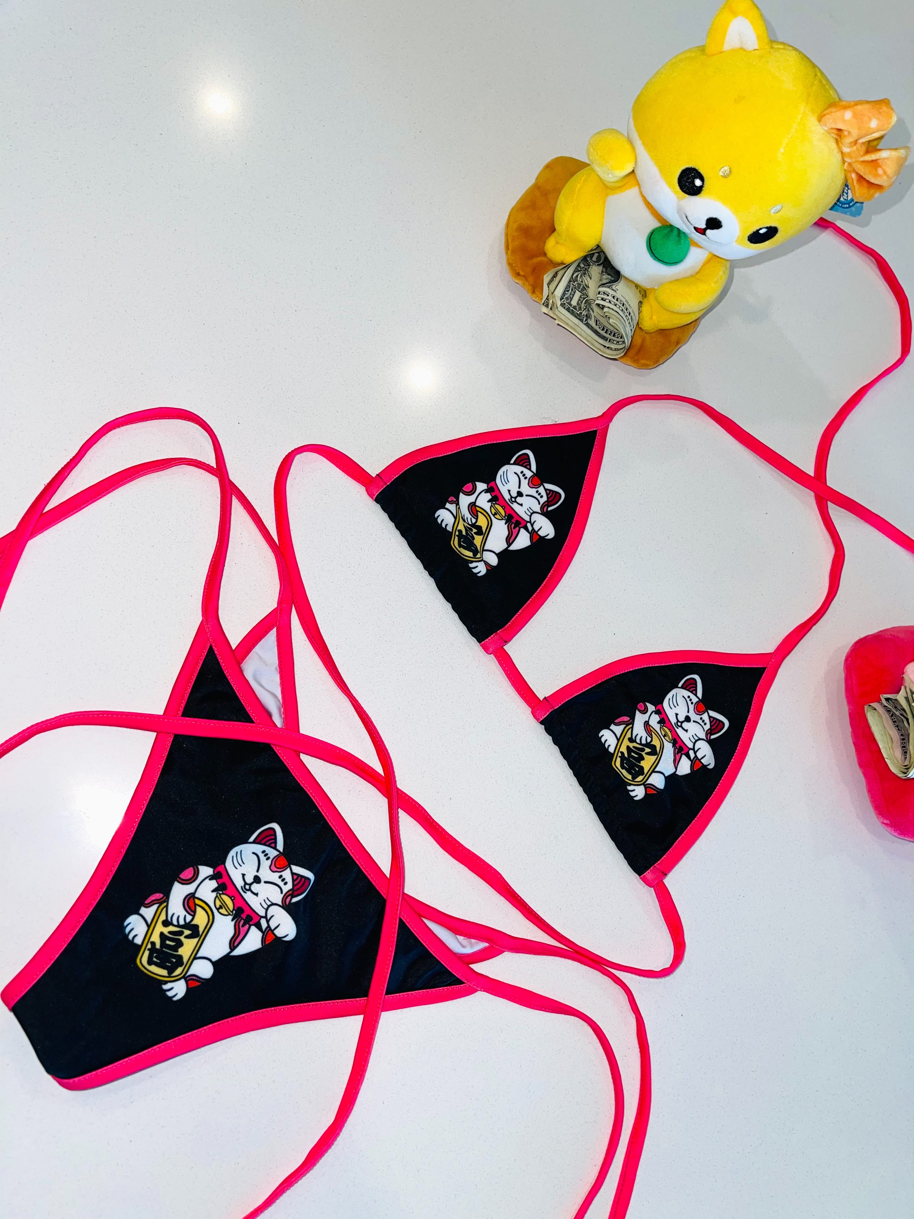 Lucky Cat bikini - Bikinis, Monokinis, skirt sets, and apparel inspired by strippers - Bubblegum The Brand