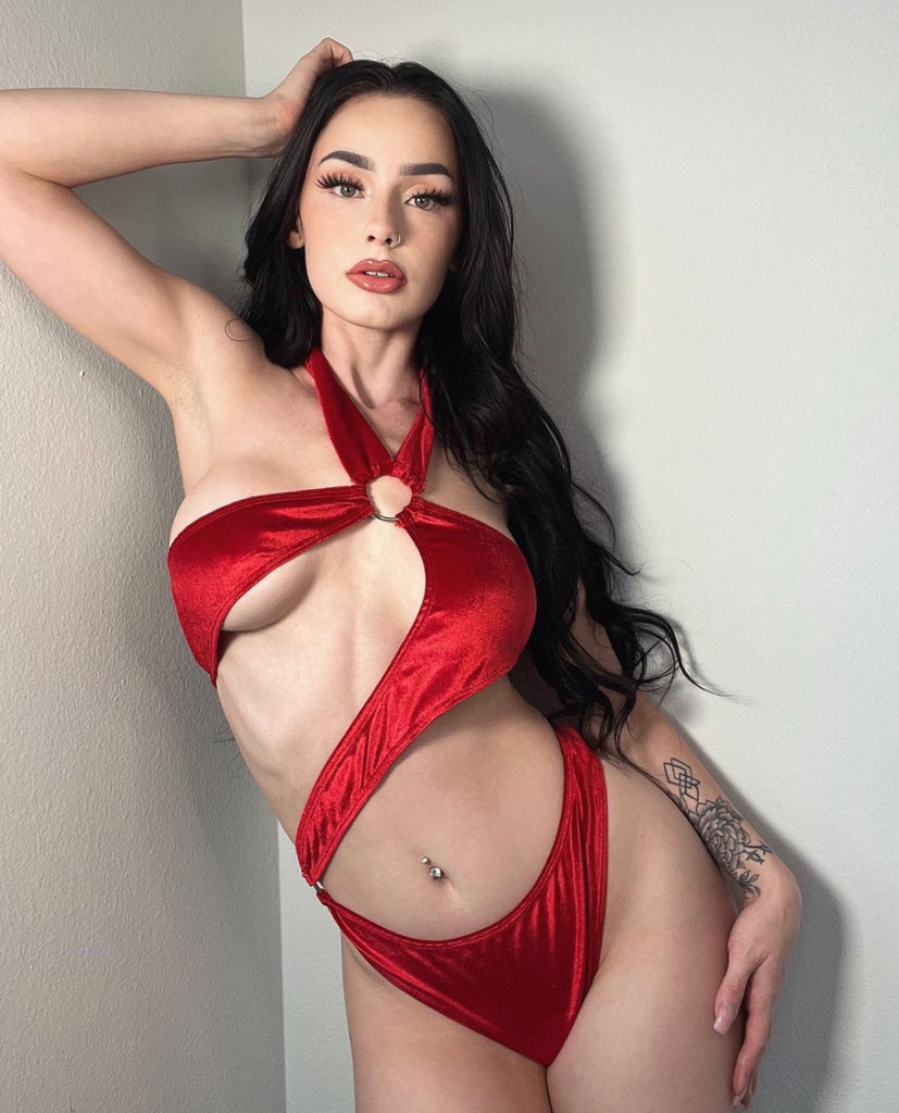 Red velvet Island Girl one piece - Bikinis, Monokinis, skirt sets, and apparel inspired by strippers - Bubblegum The Brand