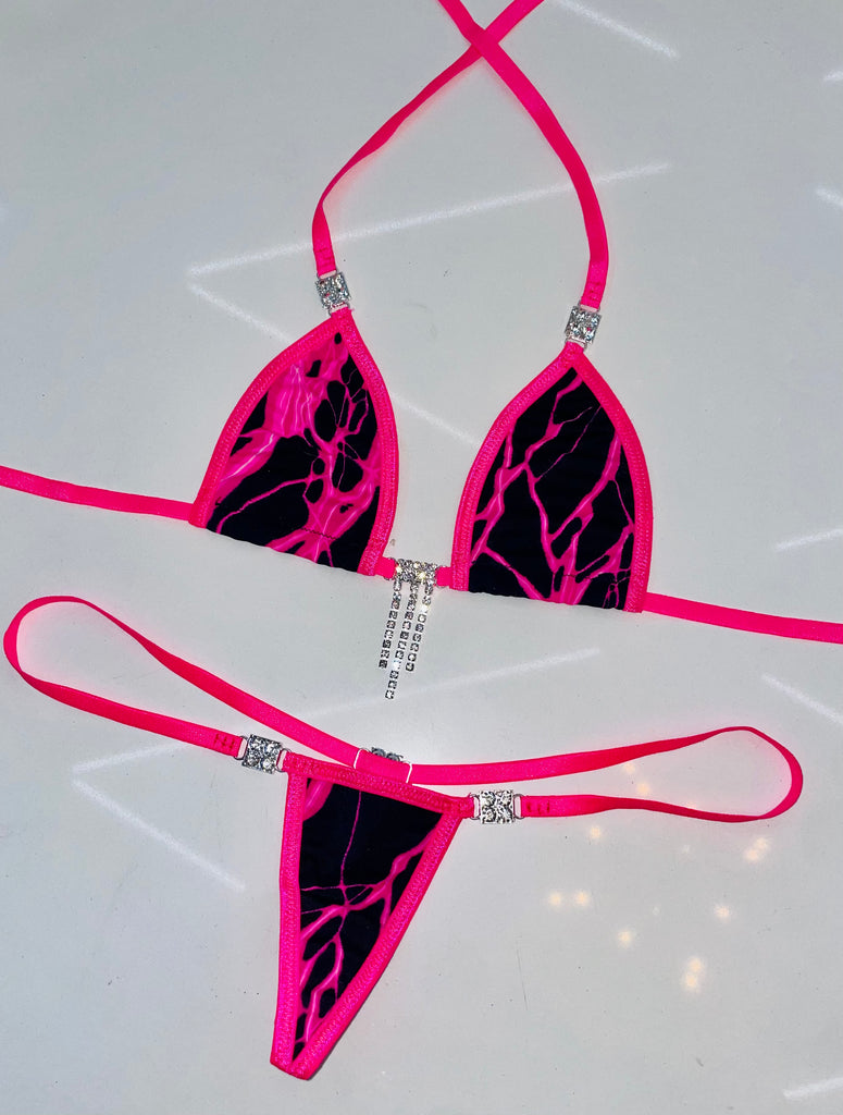 Pink lightning sparkle microkini - Bikinis, Monokinis, skirt sets, and apparel inspired by strippers - Bubblegum The Brand
