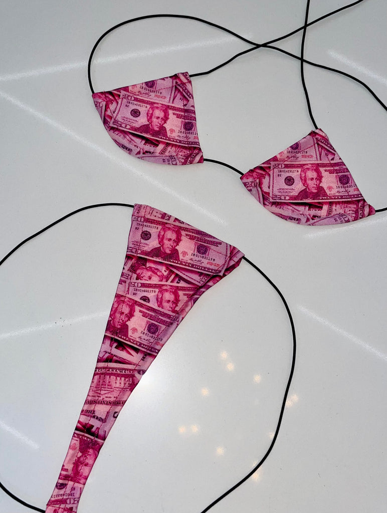 Pink money string microkini - Bikinis, Monokinis, skirt sets, and apparel inspired by strippers - Bubblegum The Brand
