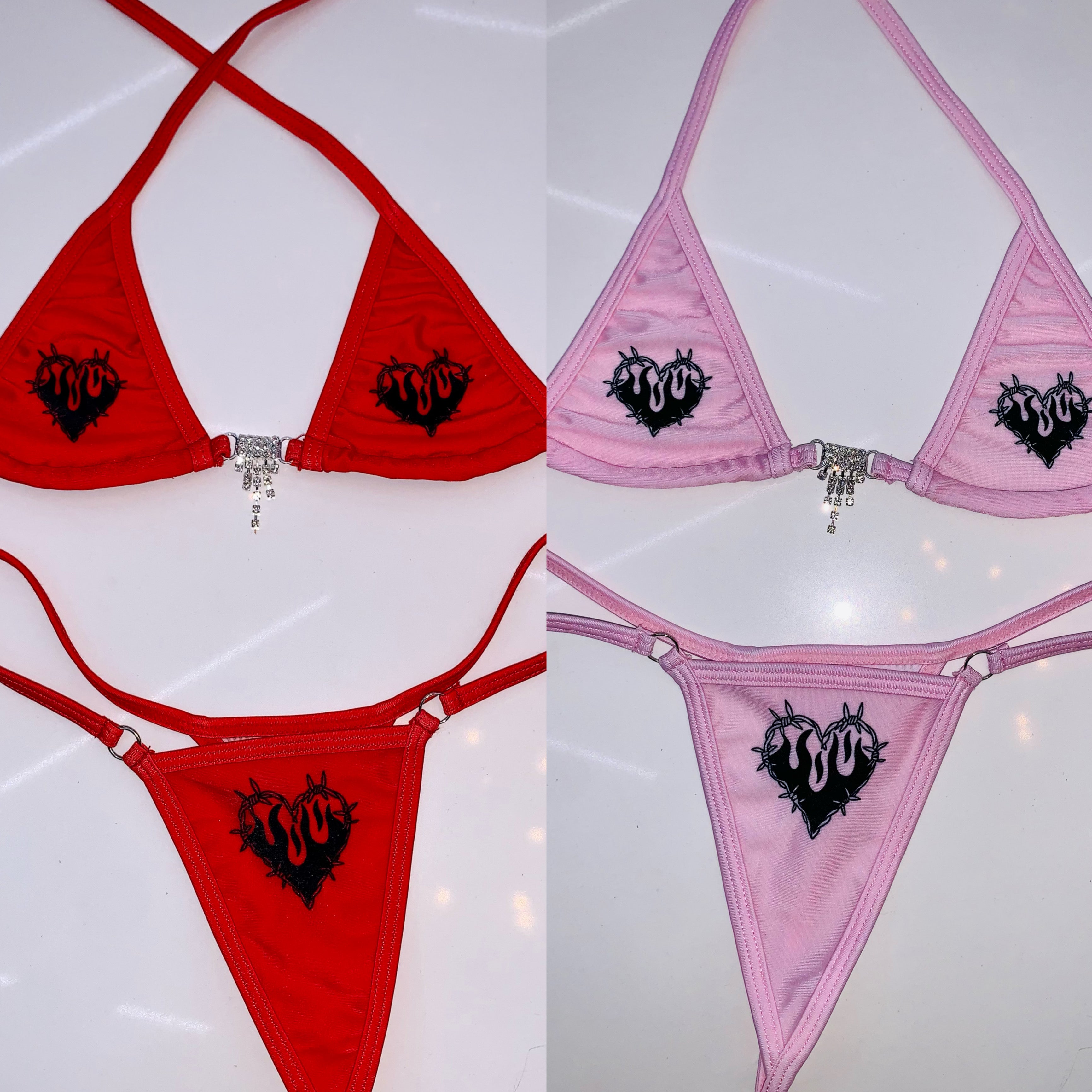 Love on Fire Sparkle Microkini - Eye-catching microkini with sparkling details, designed for bold, fiery beach looks, from Bubblegum The Brand