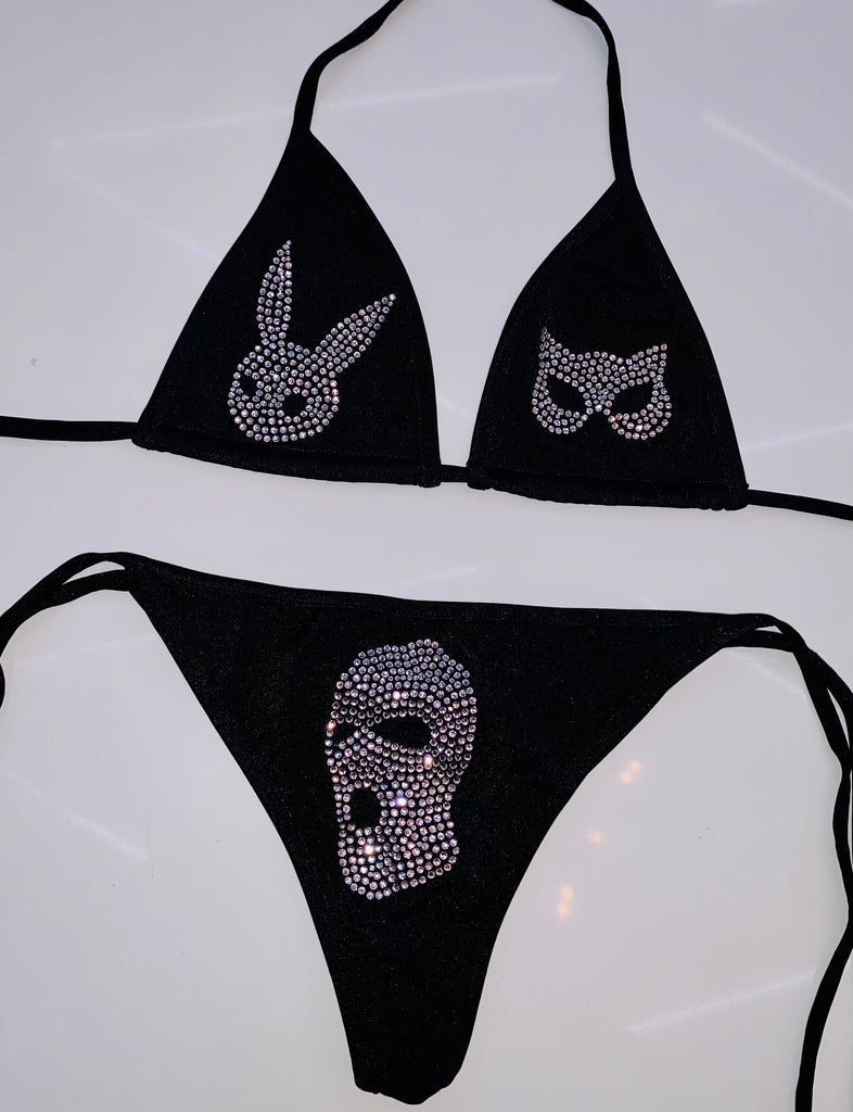Masquerade rhinestone bikini set - Bikinis, Monokinis, skirt sets, and apparel inspired by strippers - Bubblegum The Brand