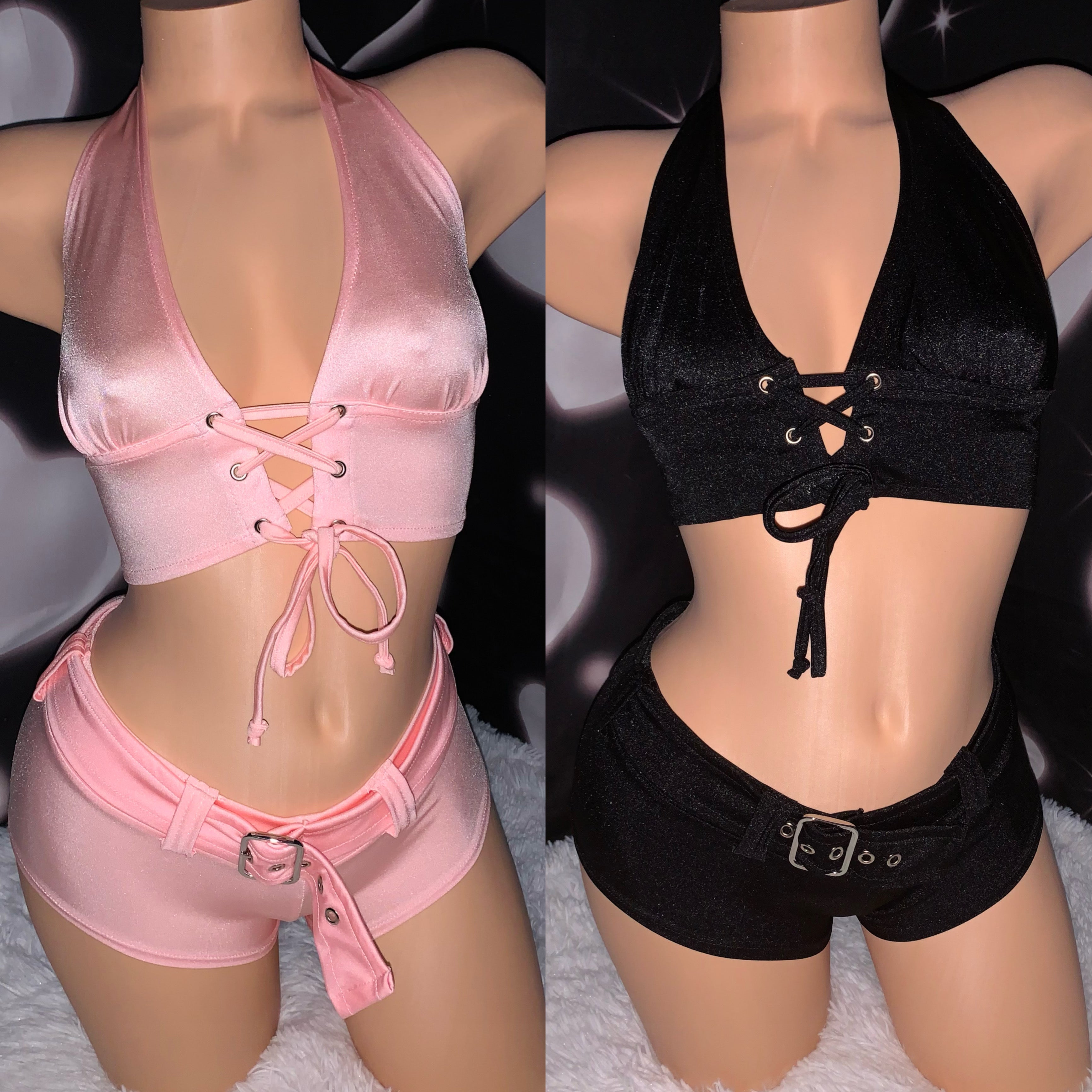 Christina 2pc bikini shorts set - Bikinis, Monokinis, skirt sets, and apparel inspired by strippers - Bubblegum The Brand