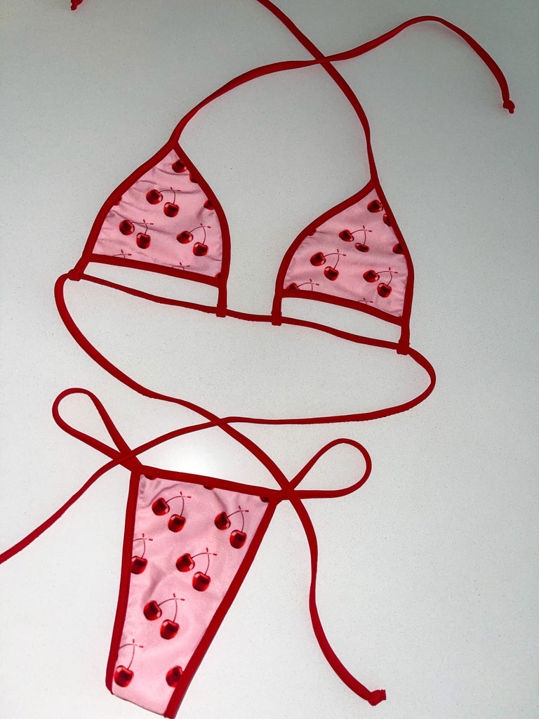 Pink cherry bikini - Bikinis, Monokinis, skirt sets, and apparel inspired by strippers - Bubblegum The Brand