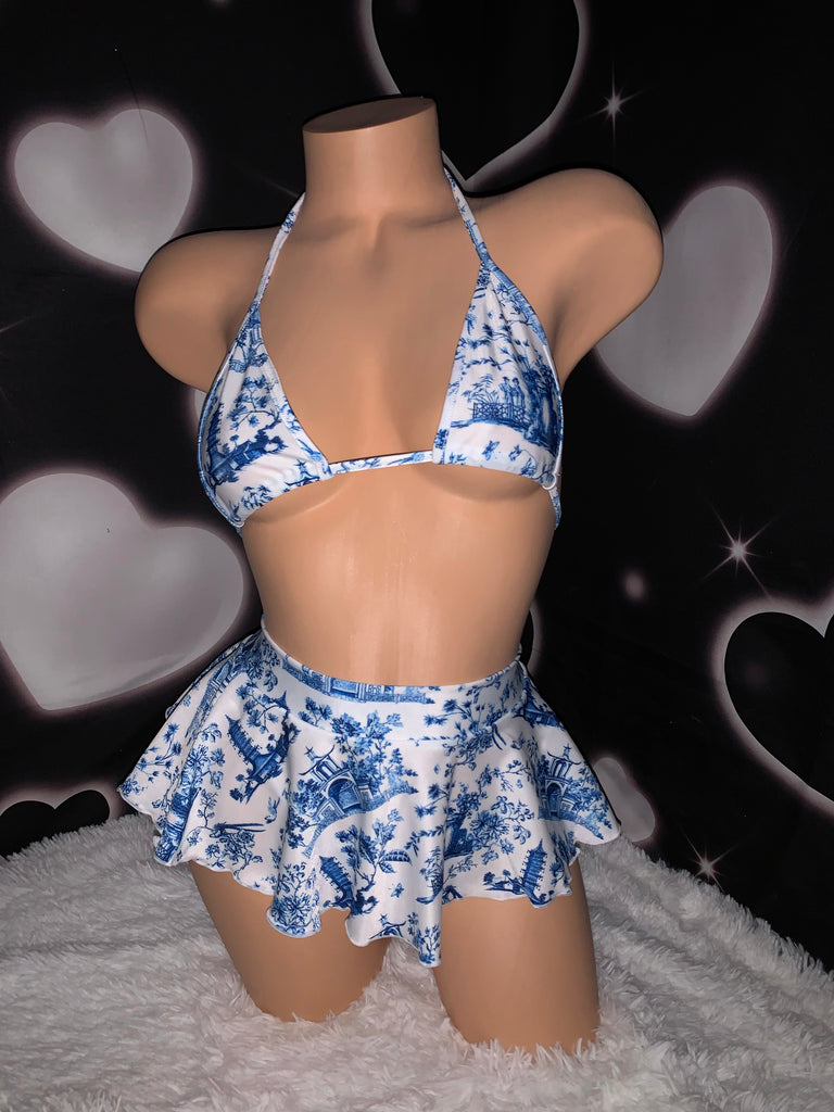 Porcelain skirt set - Bikinis, Monokinis, skirt sets, and apparel inspired by strippers - Bubblegum The Brand