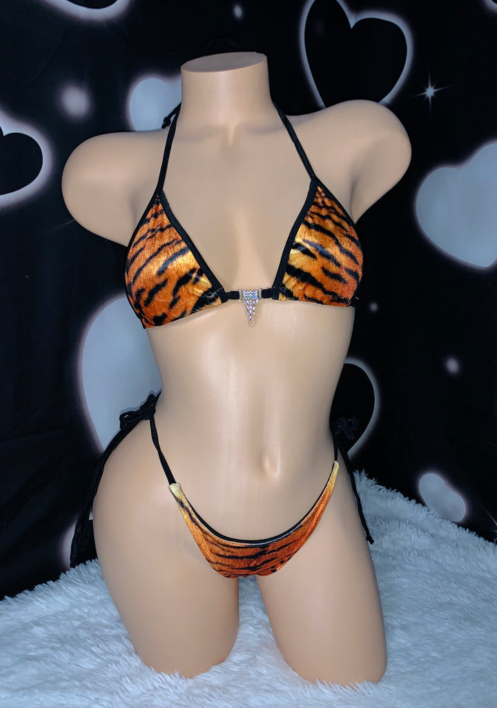 Velvet tiger bling bikini - Bikinis, Monokinis, skirt sets, and apparel inspired by strippers - Bubblegum The Brand