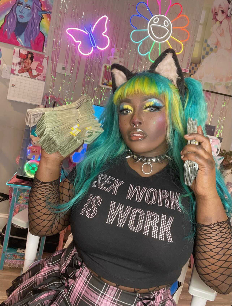 Sex work is work crop top - Bikinis, Monokinis, skirt sets, and apparel inspired by strippers - Bubblegum The Brand