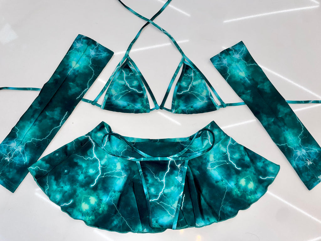 Emerald Dusk Skirt Sleeve Set - Bikinis, Monokinis, skirt sets, and apparel inspired by strippers - Bubblegum The Brand