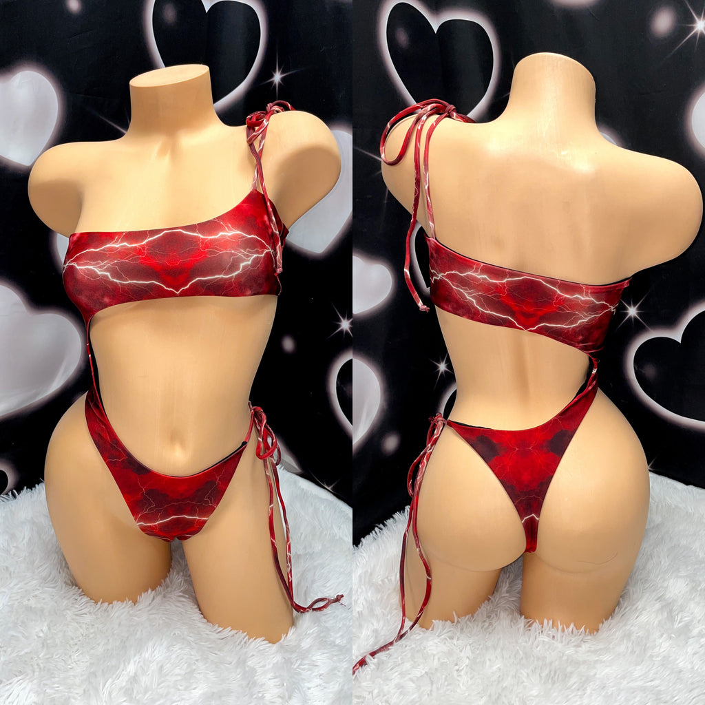 Red dusk cut out one piece - Bikinis, Monokinis, skirt sets, and apparel inspired by strippers - Bubblegum The Brand