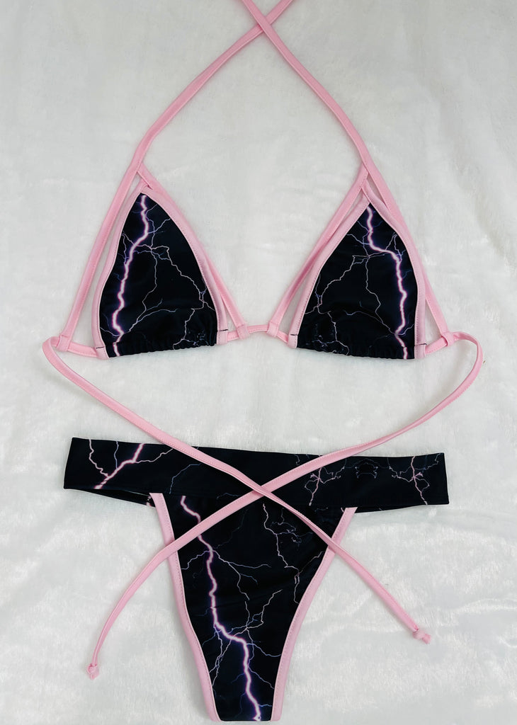 Pink lightning bikini set - Bikinis, Monokinis, skirt sets, and apparel inspired by strippers - Bubblegum The Brand