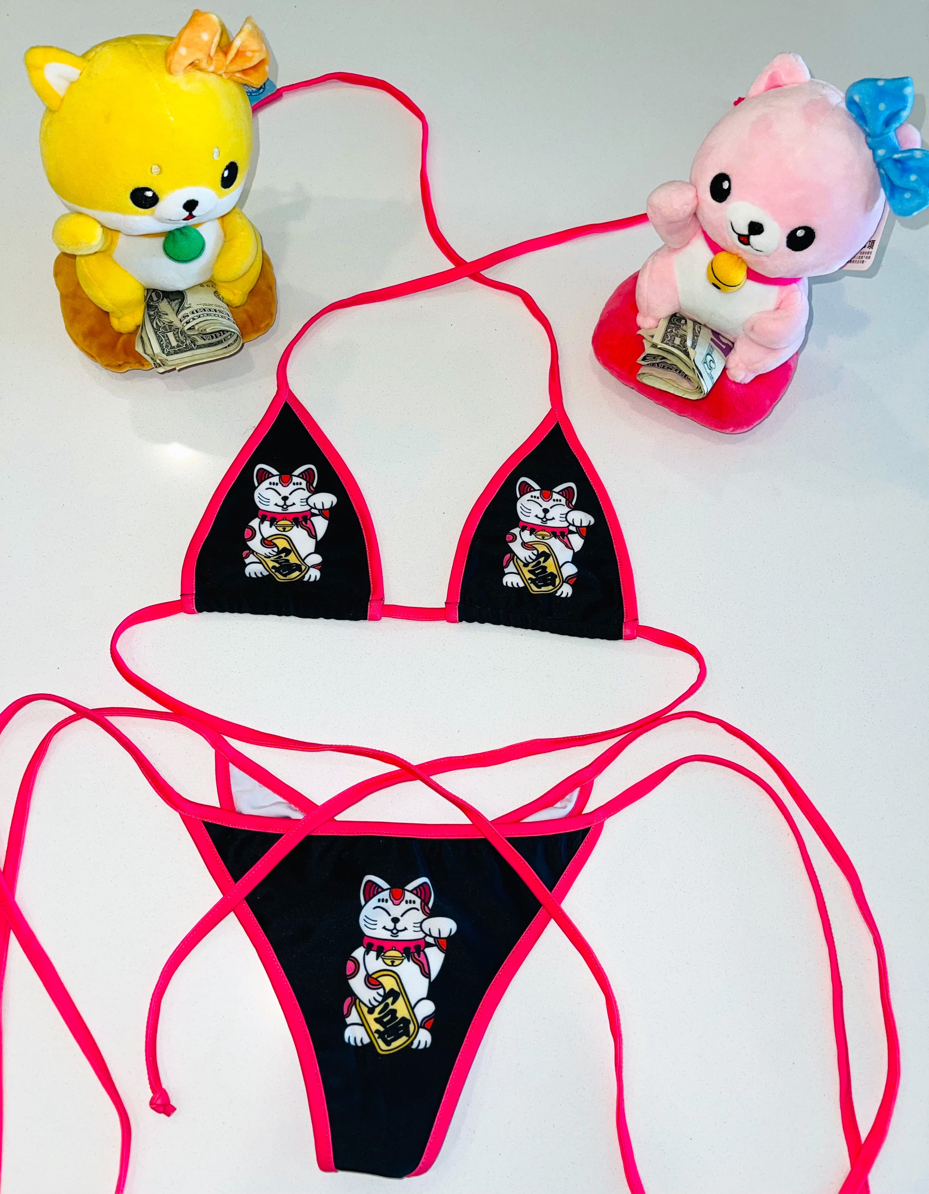 Lucky Cat bikini - Bikinis, Monokinis, skirt sets, and apparel inspired by strippers - Bubblegum The Brand