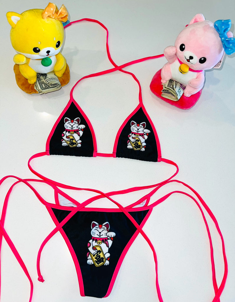 Lucky Cat bikini - Bikinis, Monokinis, skirt sets, and apparel inspired by strippers - Bubblegum The Brand