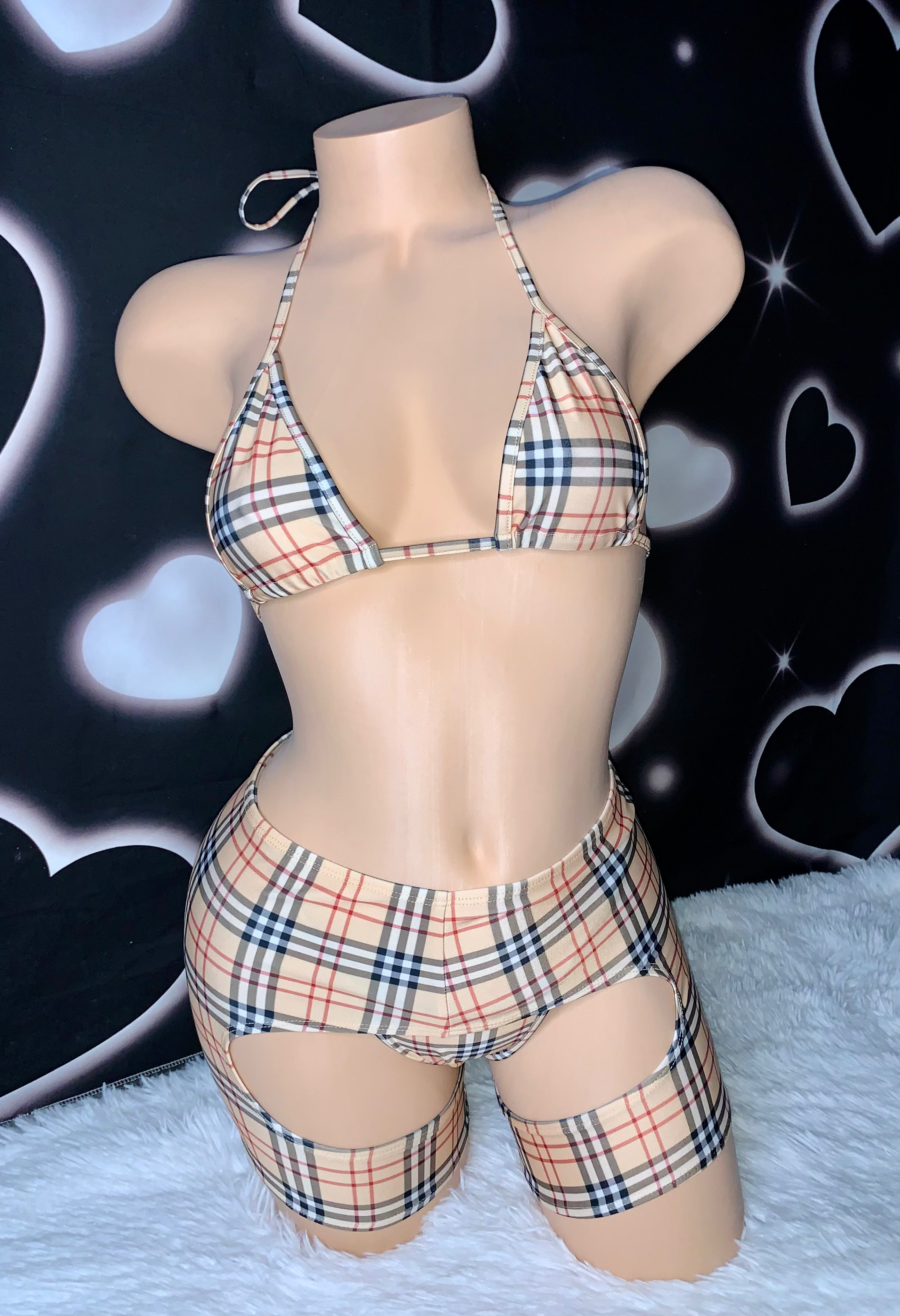 London chaps bikini set - Bikinis, Monokinis, skirt sets, and apparel inspired by strippers - Bubblegum The Brand