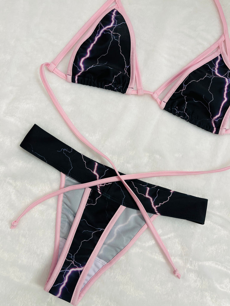 Pink lightning bikini set - Bikinis, Monokinis, skirt sets, and apparel inspired by strippers - Bubblegum The Brand