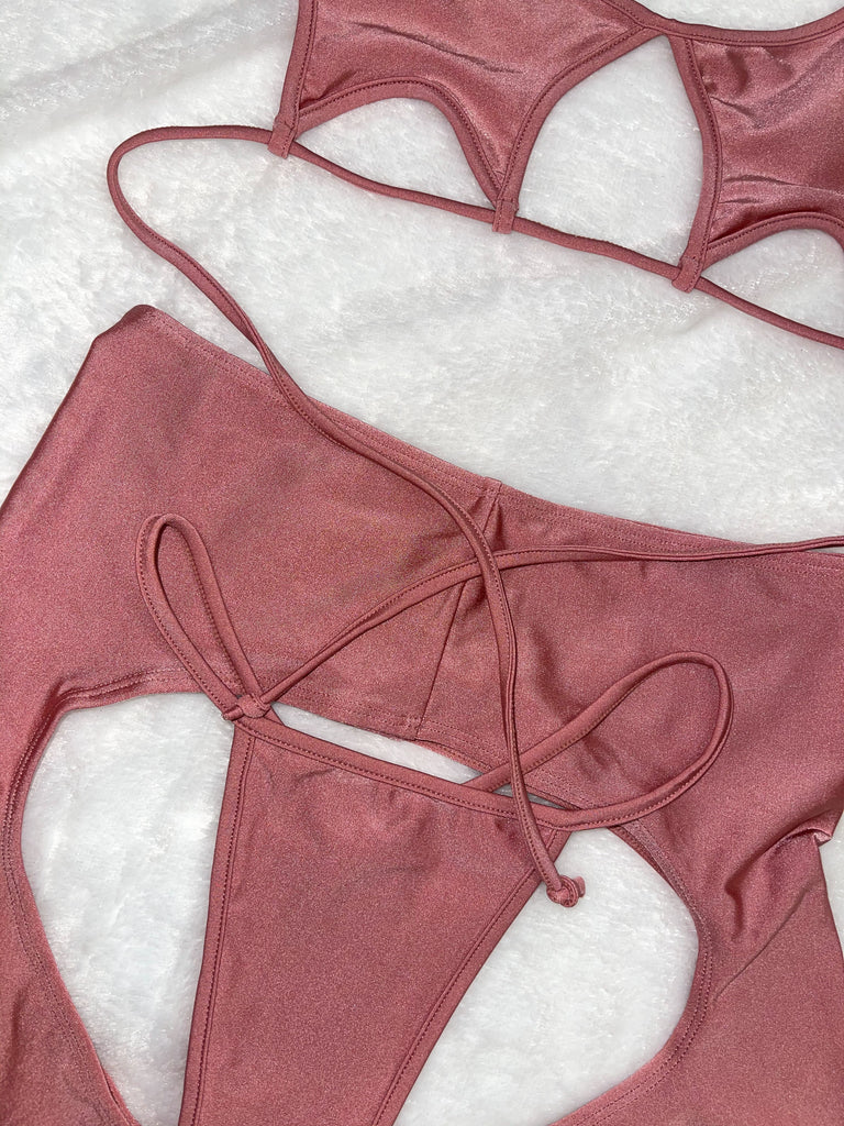 Dusty Rose star chaps bikini set - Bikinis, Monokinis, skirt sets, and apparel inspired by strippers - Bubblegum The Brand