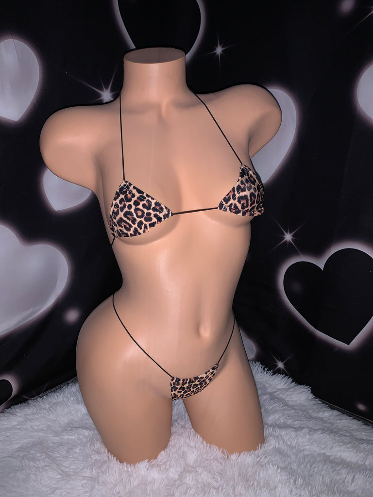 Cheetah string microkini - Bikinis, Monokinis, skirt sets, and apparel inspired by strippers - Bubblegum The Brand