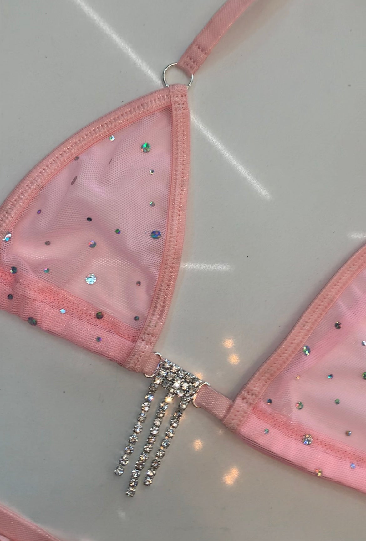 Pink mesh sparkle microkini - Bikinis, Monokinis, skirt sets, and apparel inspired by strippers - Bubblegum The Brand