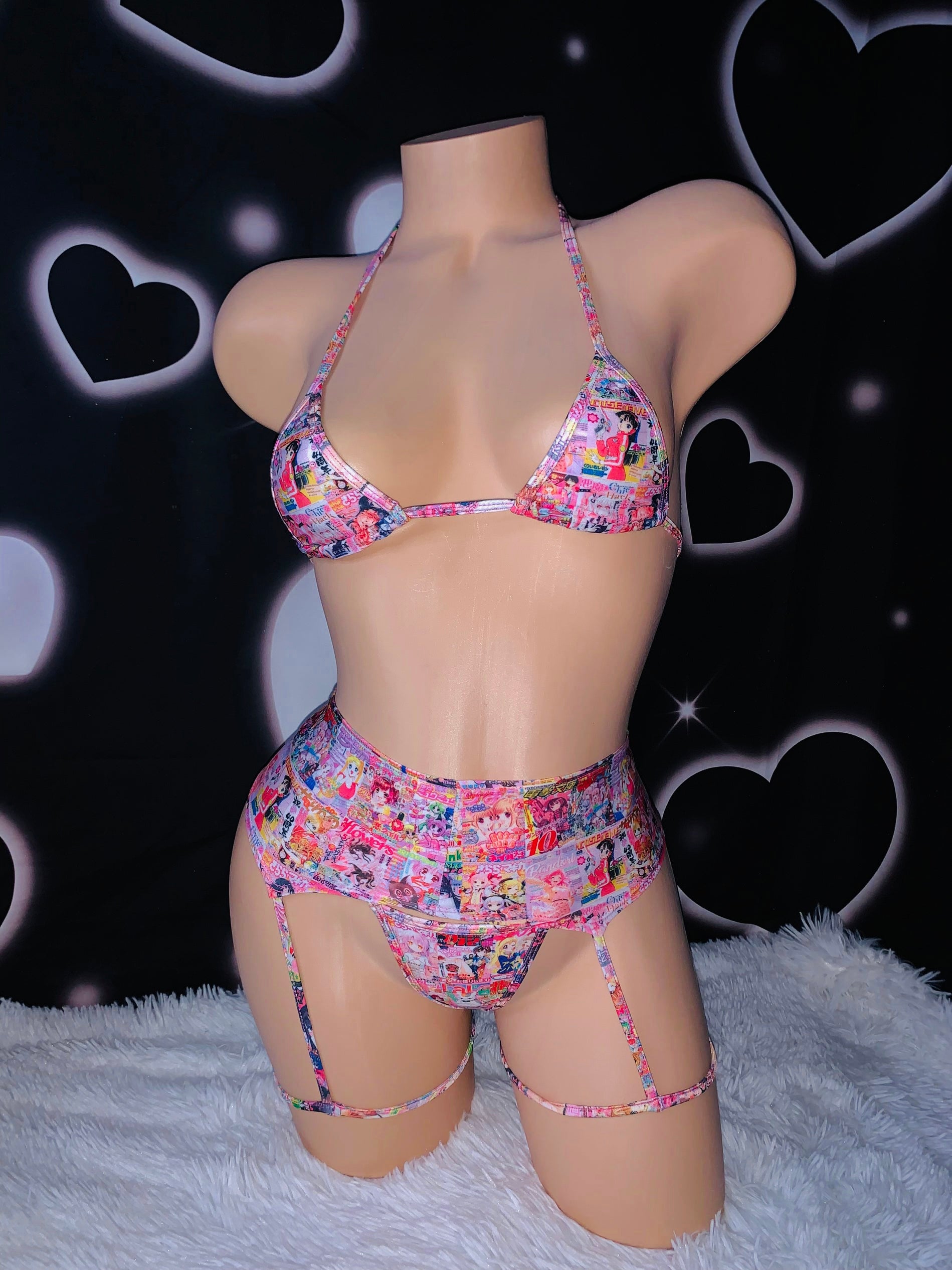 Manga garterbelt bikini - Bikinis, Monokinis, skirt sets, and apparel inspired by strippers - Bubblegum The Brand