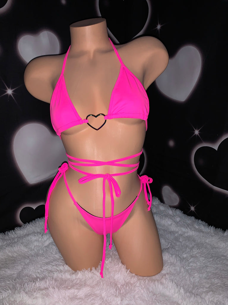 Cross My Heart bikini pink - Bikinis, Monokinis, skirt sets, and apparel inspired by strippers - Bubblegum The Brand