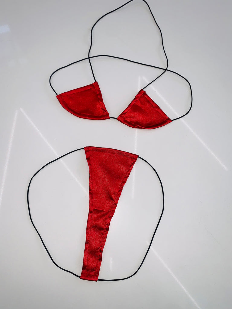 Satin string microkini - Bikinis, Monokinis, skirt sets, and apparel inspired by strippers - Bubblegum The Brand