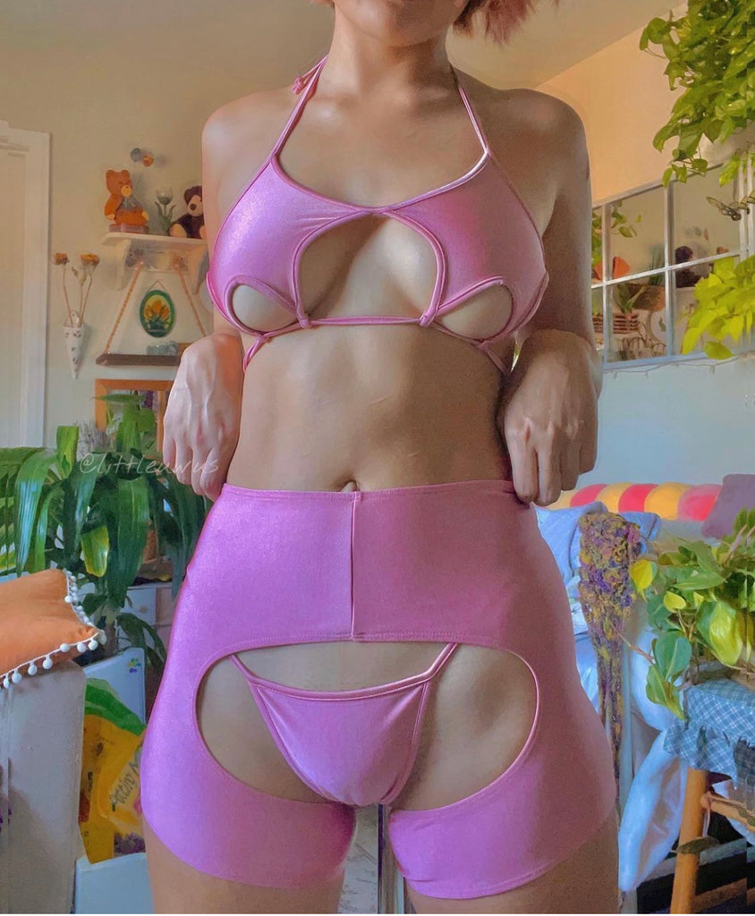 Dusty Rose star chaps bikini set - Bikinis, Monokinis, skirt sets, and apparel inspired by strippers - Bubblegum The Brand