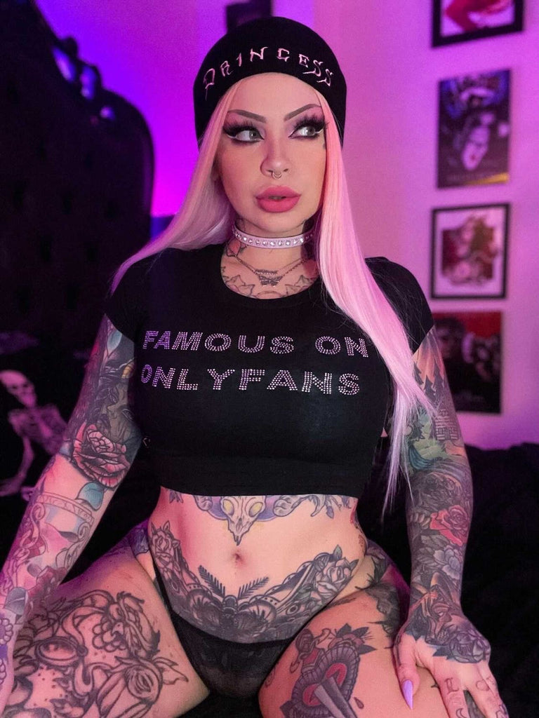 Famous on Onlyfans crop top - Bikinis, Monokinis, skirt sets, and apparel inspired by strippers - Bubblegum The Brand