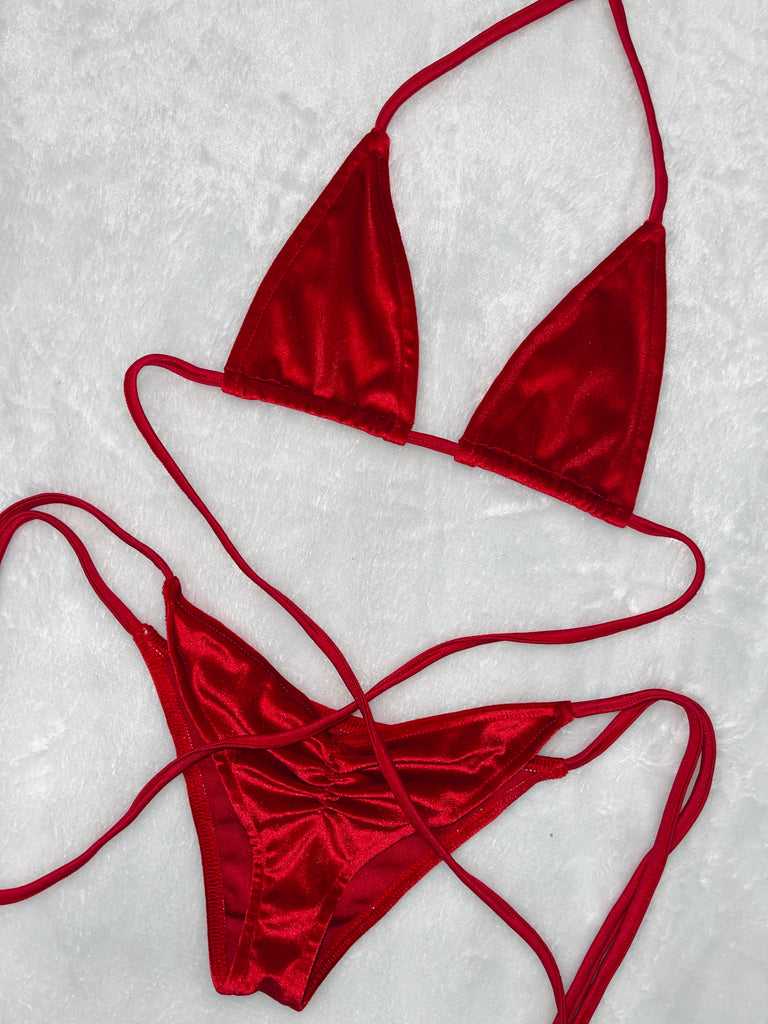 Red velvet bikini - Bikinis, Monokinis, skirt sets, and apparel inspired by strippers - Bubblegum The Brand