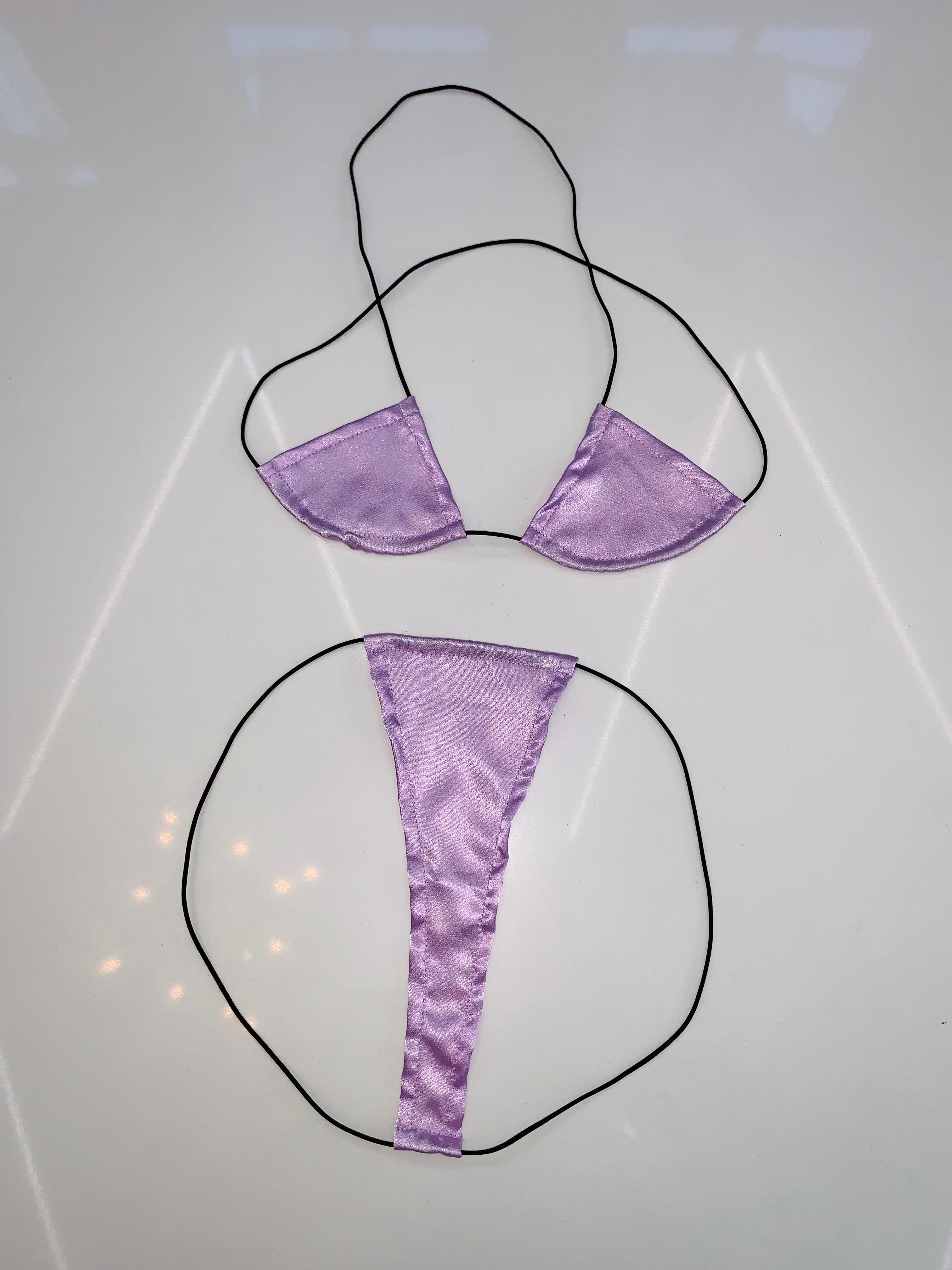 Satin string microkini - Bikinis, Monokinis, skirt sets, and apparel inspired by strippers - Bubblegum The Brand