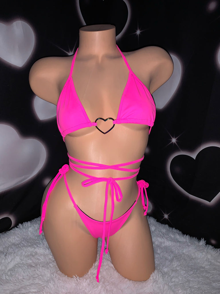 Cross My Heart bikini pink - Bikinis, Monokinis, skirt sets, and apparel inspired by strippers - Bubblegum The Brand
