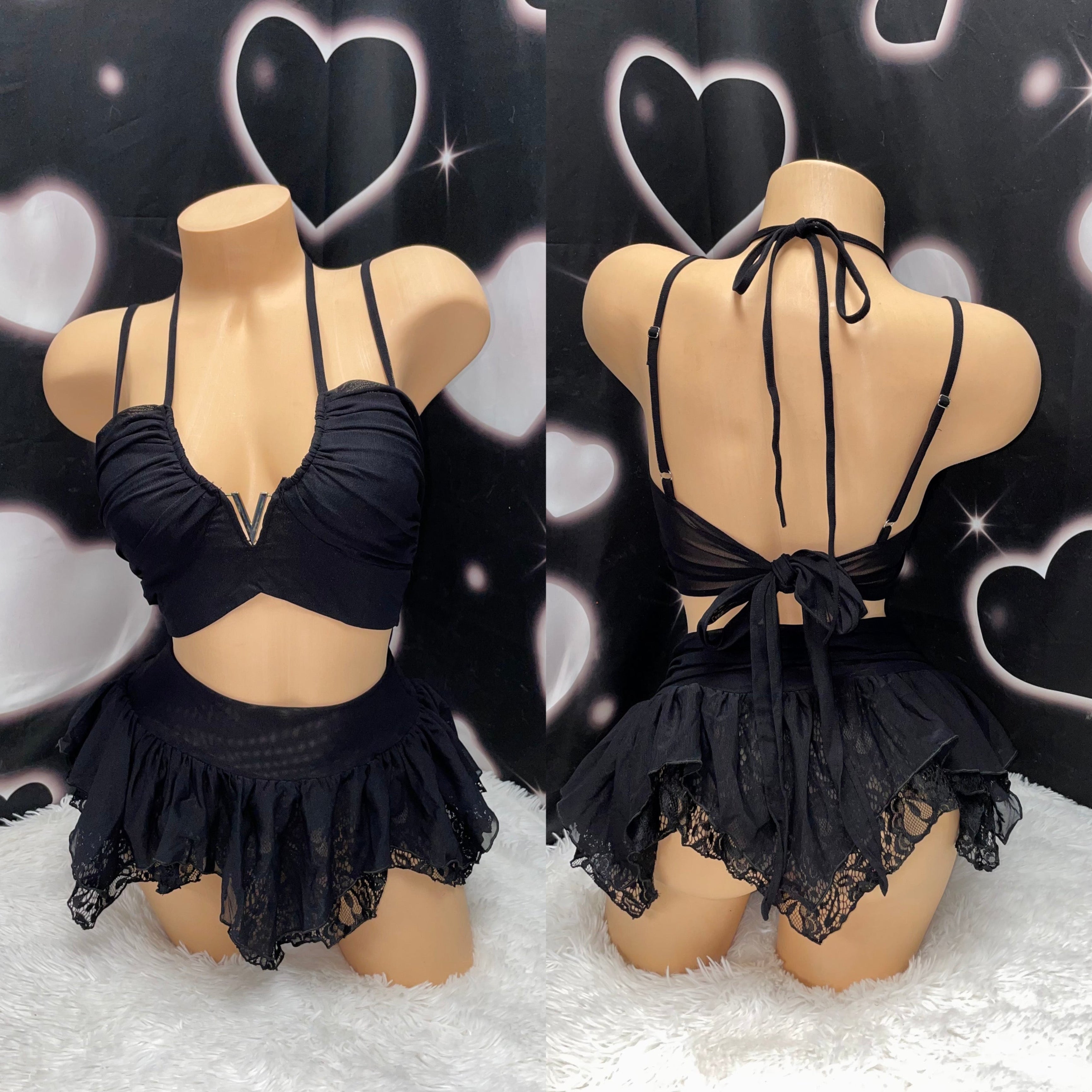 Goth Pixie skirt set - Bikinis, Monokinis, skirt sets, and apparel inspired by strippers - Bubblegum The Brand