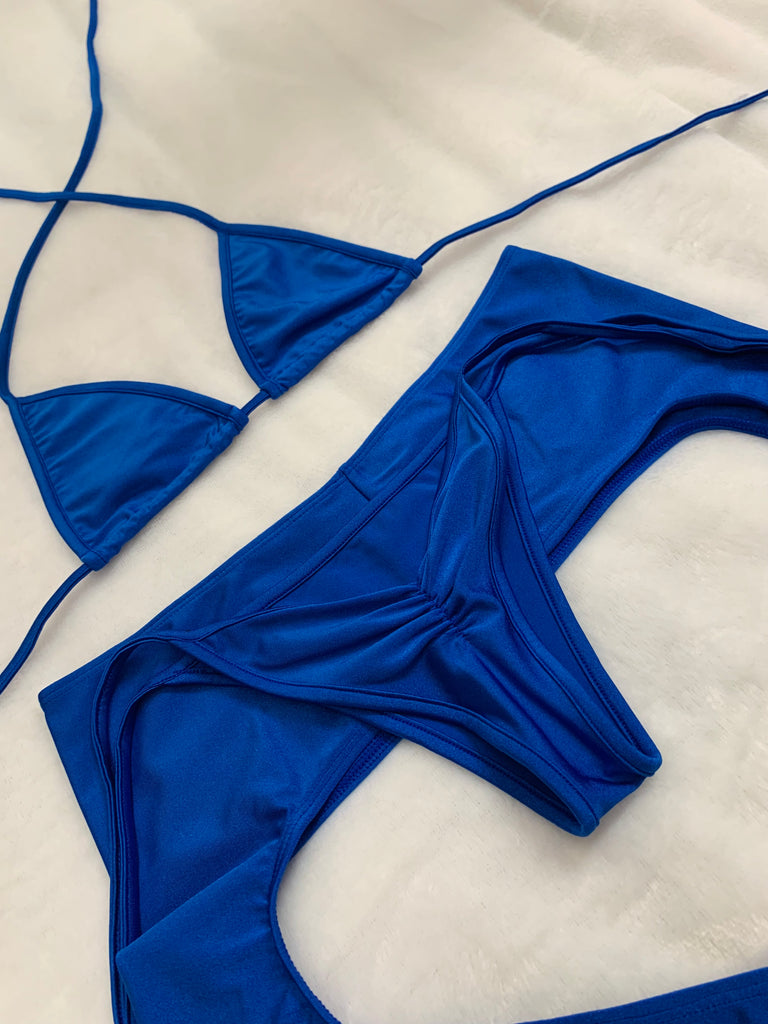 Navy blue chaps bikini set - Bikinis, Monokinis, skirt sets, and apparel inspired by strippers - Bubblegum The Brand