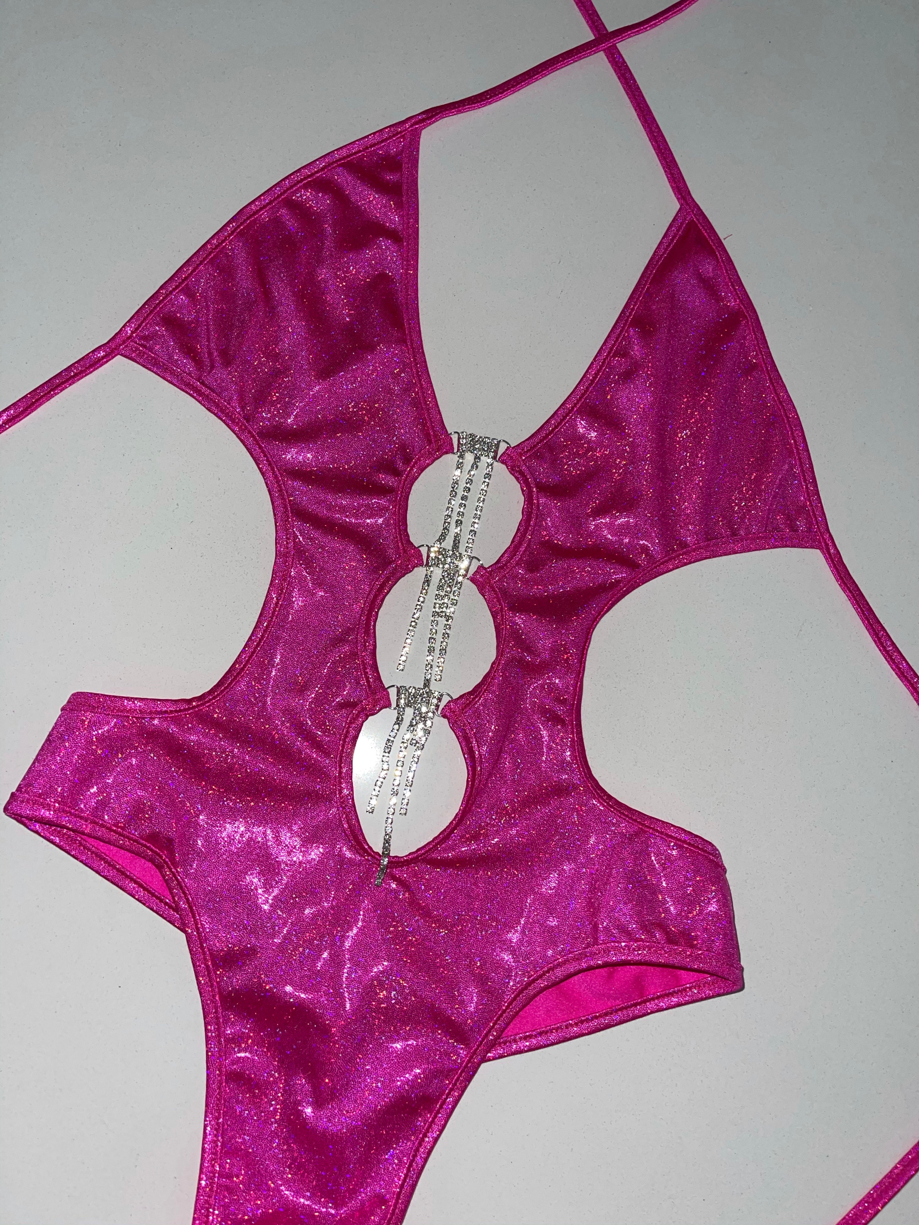 Pink starlight rhinestone one piece - Bikinis, Monokinis, skirt sets, and apparel inspired by strippers - Bubblegum The Brand