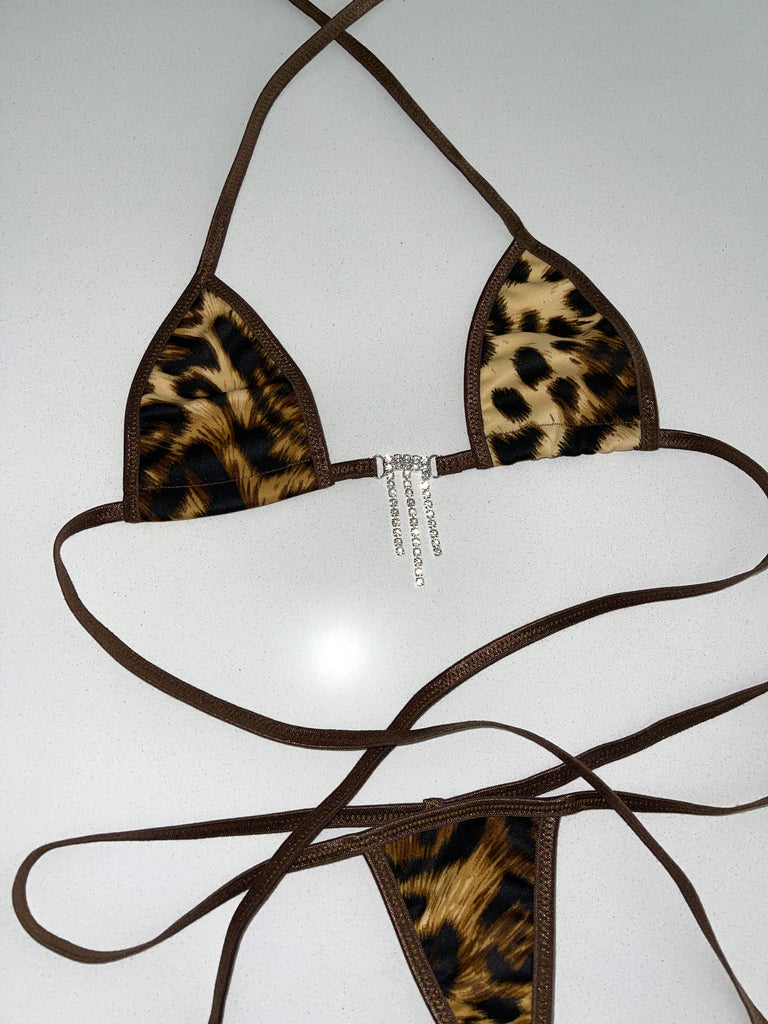 cheetah sparkle microkini - Bikinis, Monokinis, skirt sets, and apparel inspired by strippers - Bubblegum The Brand