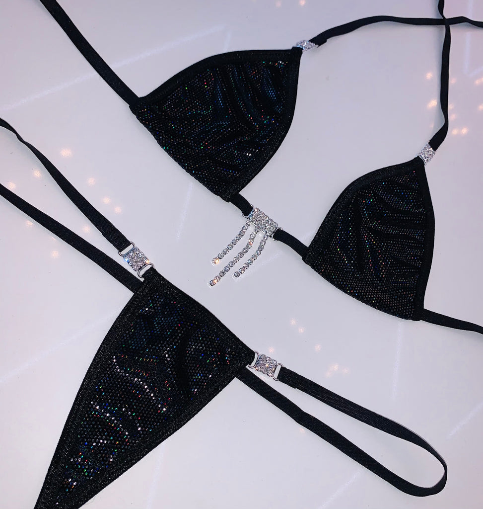 Velvet sparkle black microkini - Bikinis, Monokinis, skirt sets, and apparel inspired by strippers - Bubblegum The Brand