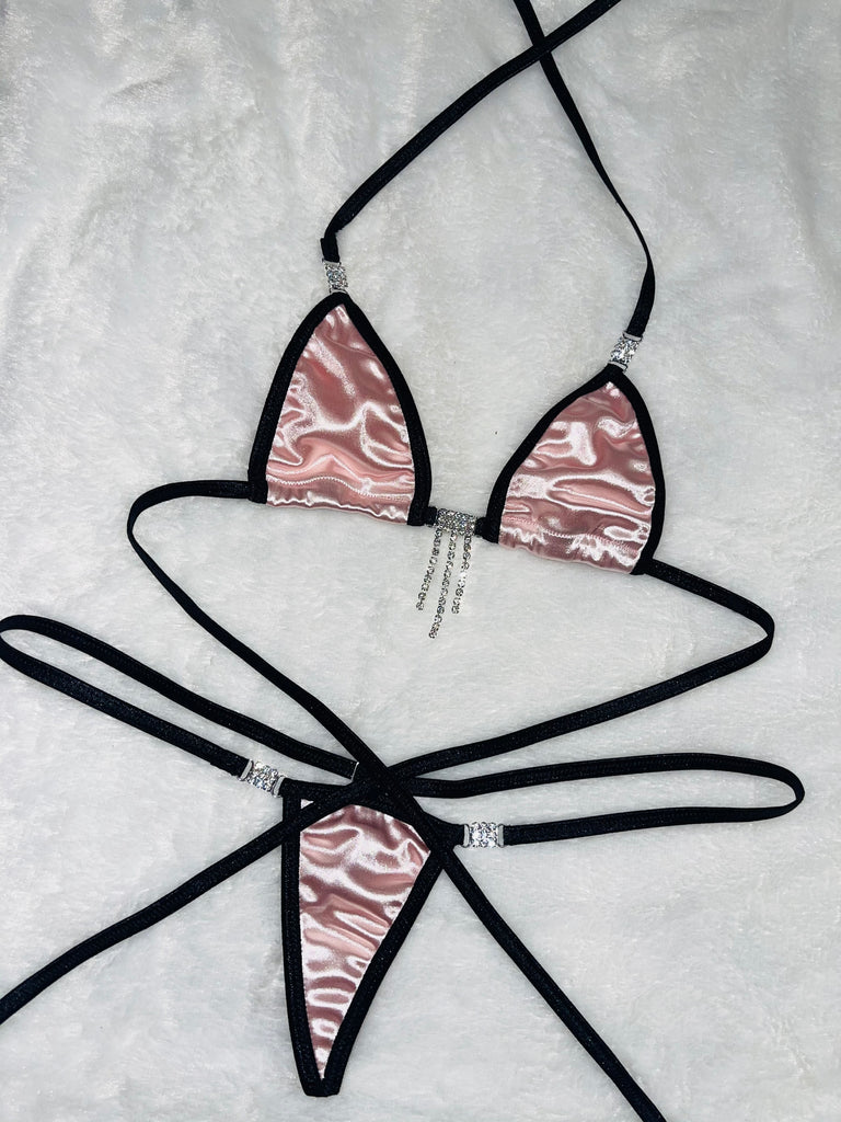 Pink satin sparkle Microkini - Bikinis, Monokinis, skirt sets, and apparel inspired by strippers - Bubblegum The Brand