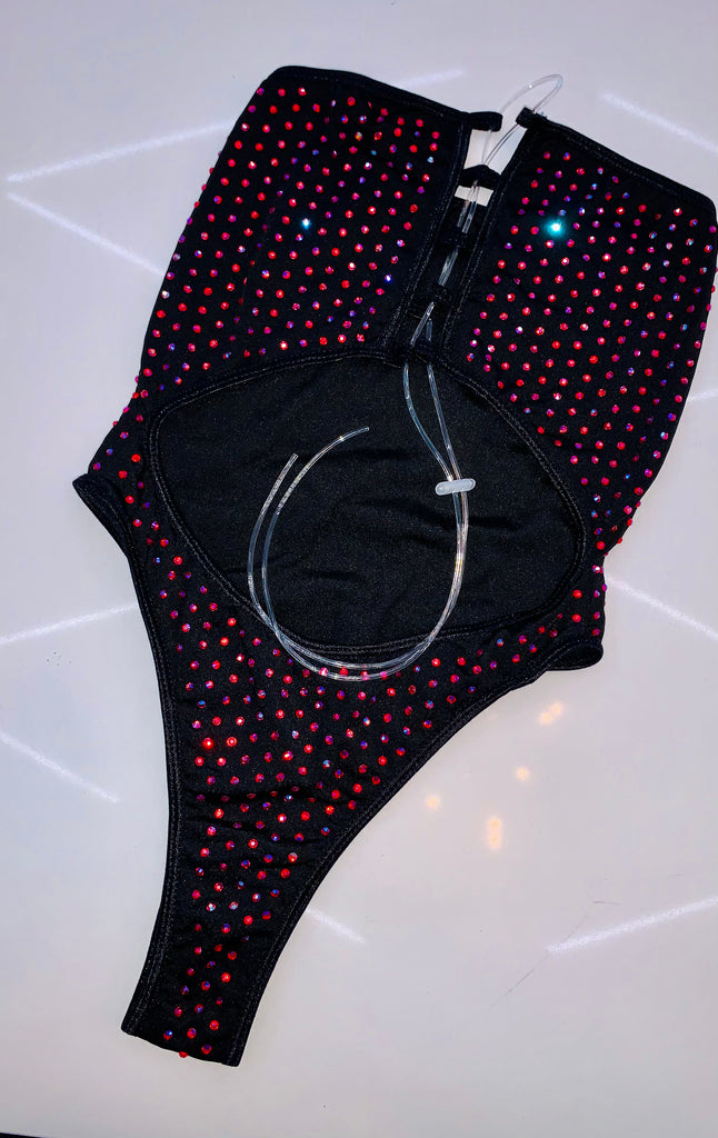 Iced out rhinestone midnight illusion one piece - Bikinis, Monokinis, skirt sets, and apparel inspired by strippers - Bubblegum The Brand