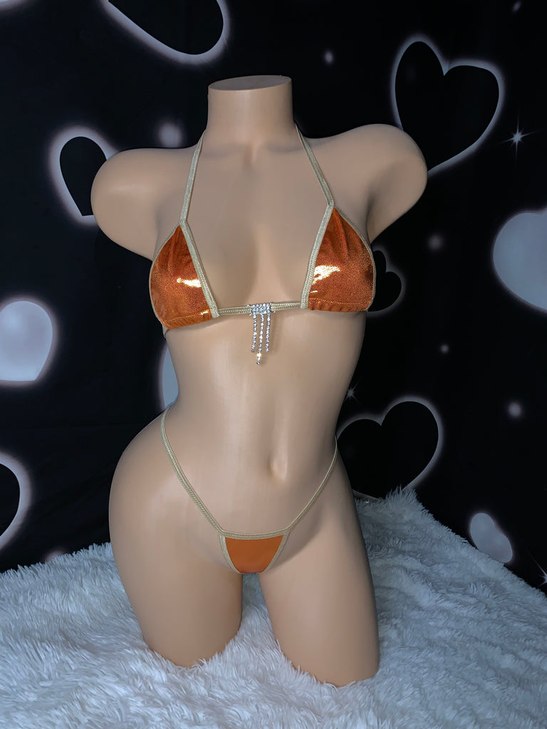 Orange dreamsicle sparkle microkini - Bikinis, Monokinis, skirt sets, and apparel inspired by strippers - Bubblegum The Brand