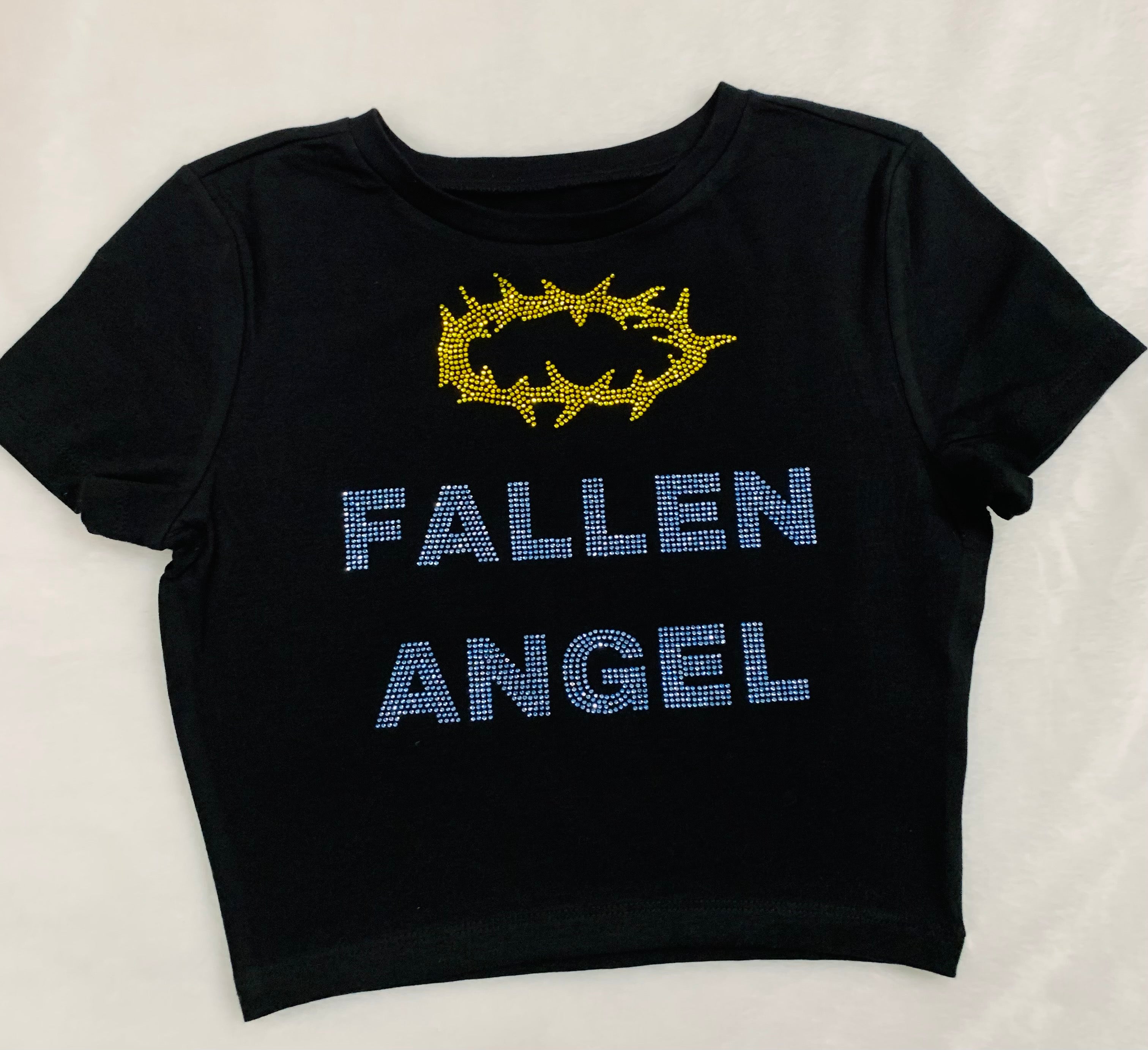 Fallen Angel rhinestone crop top - Bikinis, Monokinis, skirt sets, and apparel inspired by strippers - Bubblegum The Brand