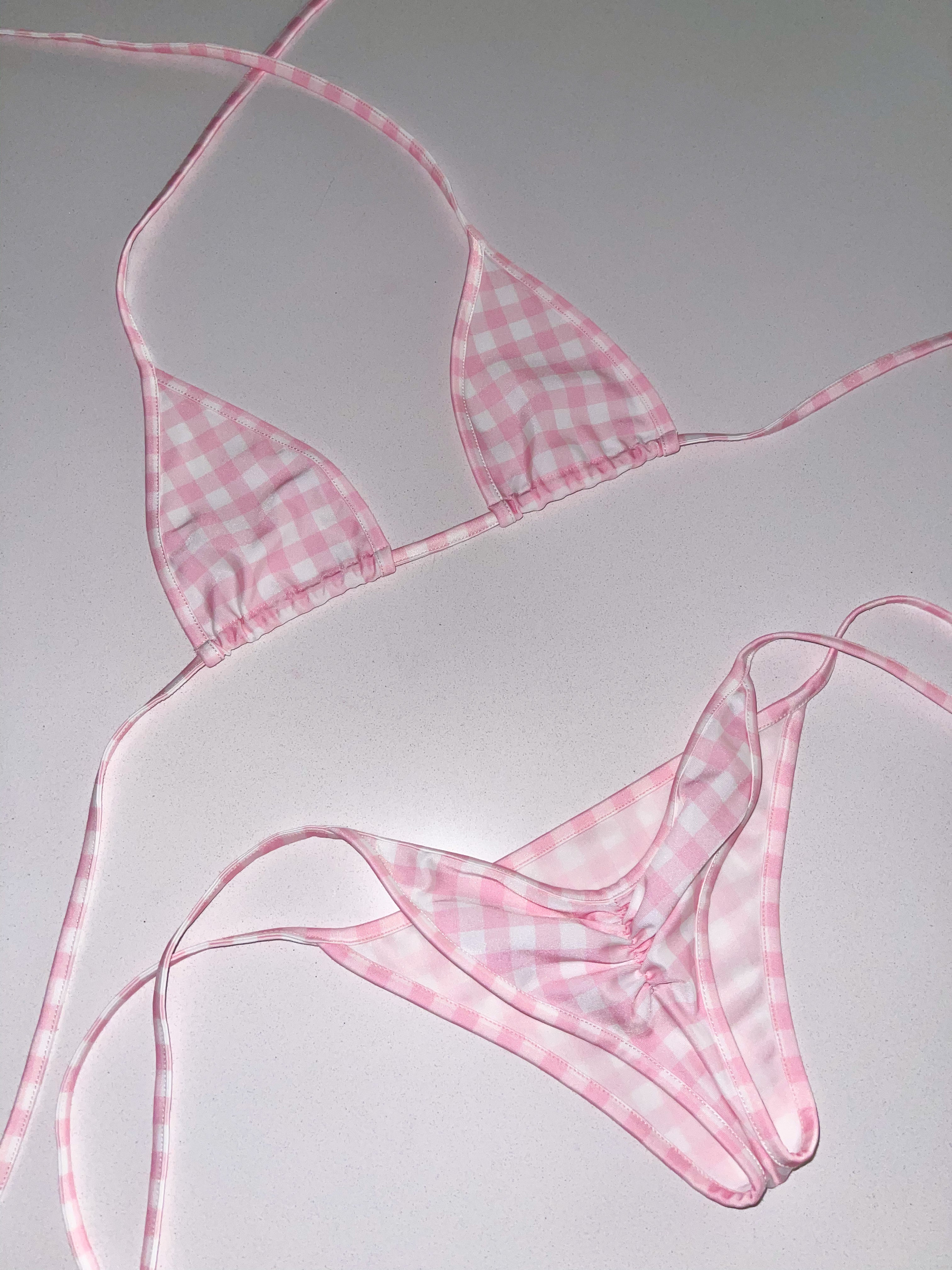 Pink gingham bikini - Bikinis, Monokinis, skirt sets, and apparel inspired by strippers - Bubblegum The Brand