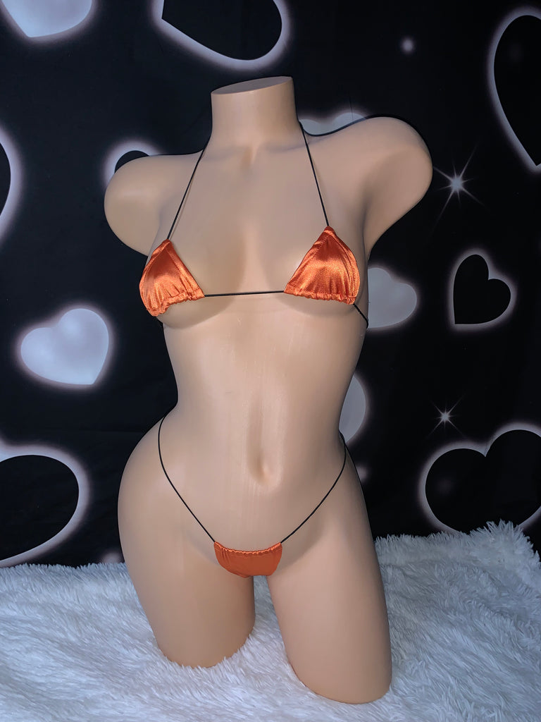 Satin string microkini - Bikinis, Monokinis, skirt sets, and apparel inspired by strippers - Bubblegum The Brand